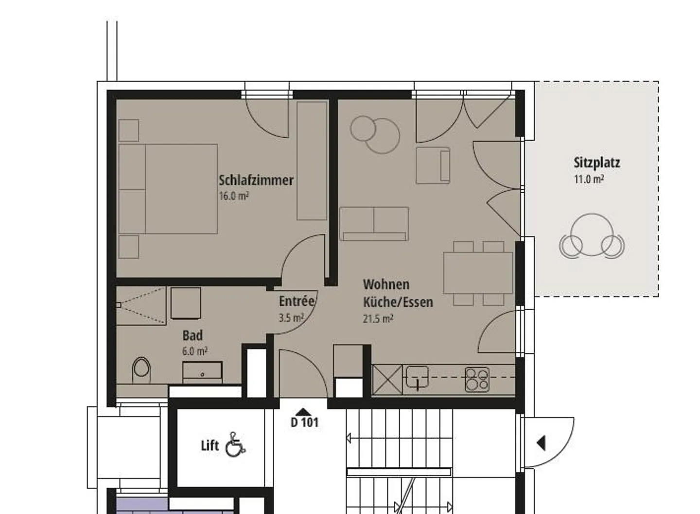 Appartamento 2½ locali al piano terra D101 - Foto 9 di 9