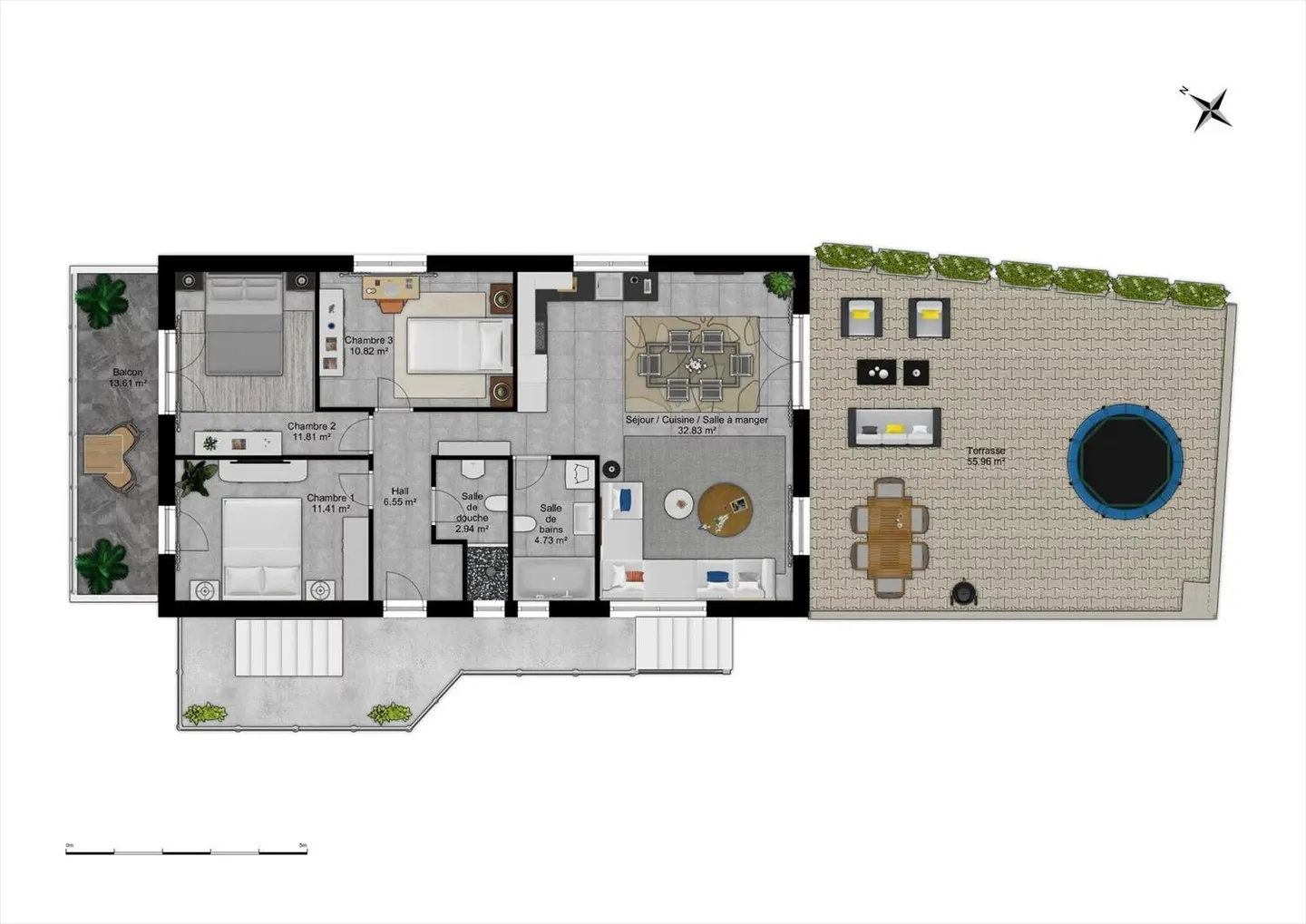 4,5 p. avec vue dégagée - Terrasse et jardin privés - Photo 5 sur 13