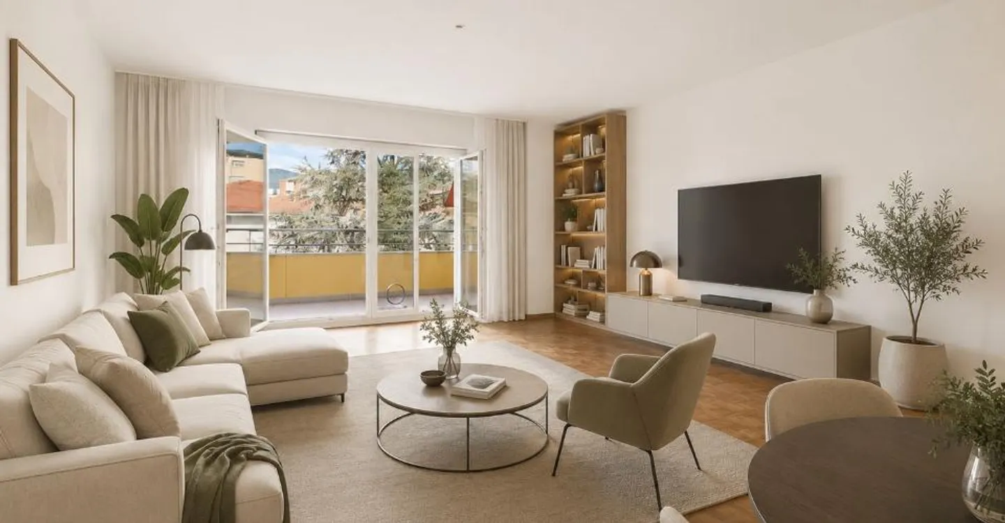 Viganello: großzügige 3.5 Zimmer mit großem Balkon, 2 Parkplätze und zentraler Lage (Haupt- oder Zweitwohnsitz) - Foto 1 von 11