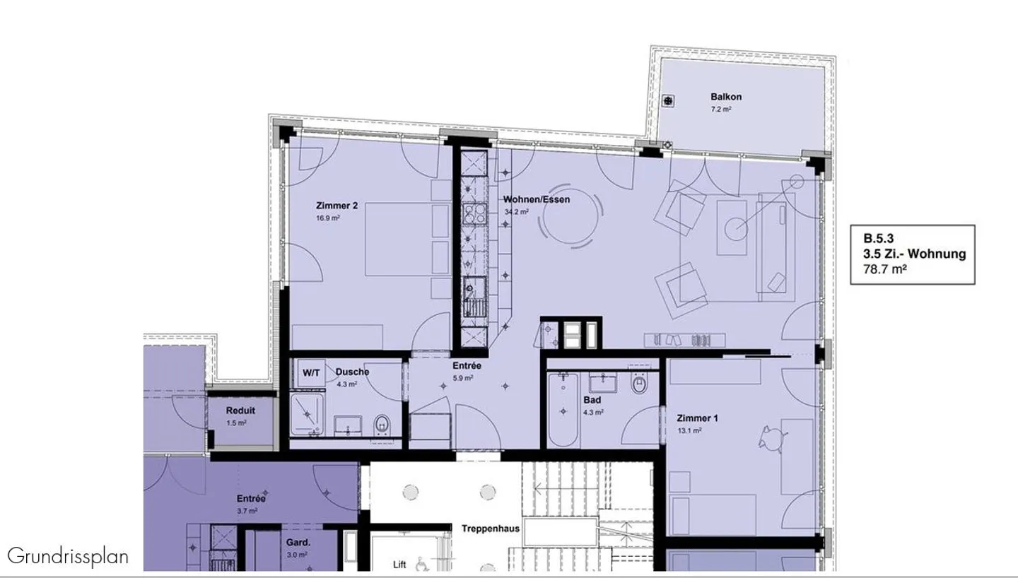 Appartamento moderno di 3,5 locali nel cuore di Altstetten con balcone - Foto 6 di 6