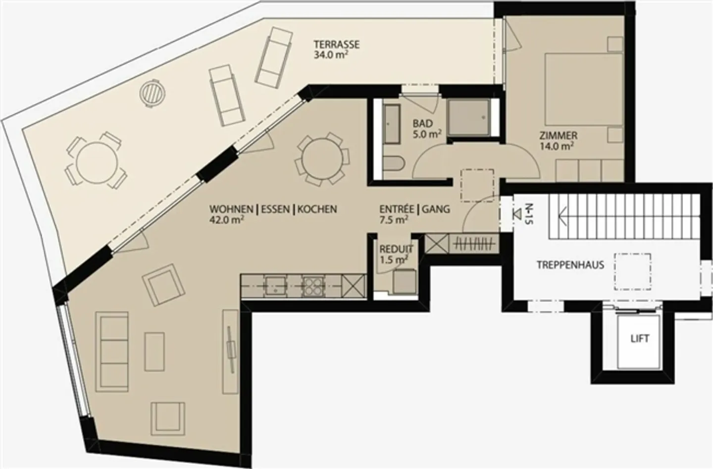 Spacious 2.5 Attic Apartment Furnished - Photo 11 of 11