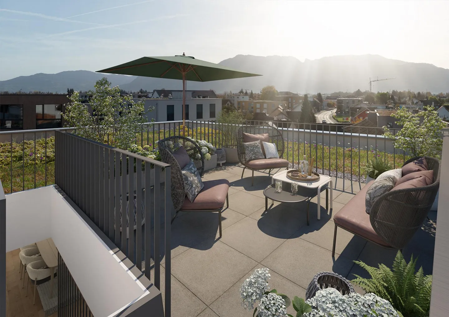 Panoramic view from sunny 3.5 room penthouse apartment with roof terrace - Photo 3 of 6