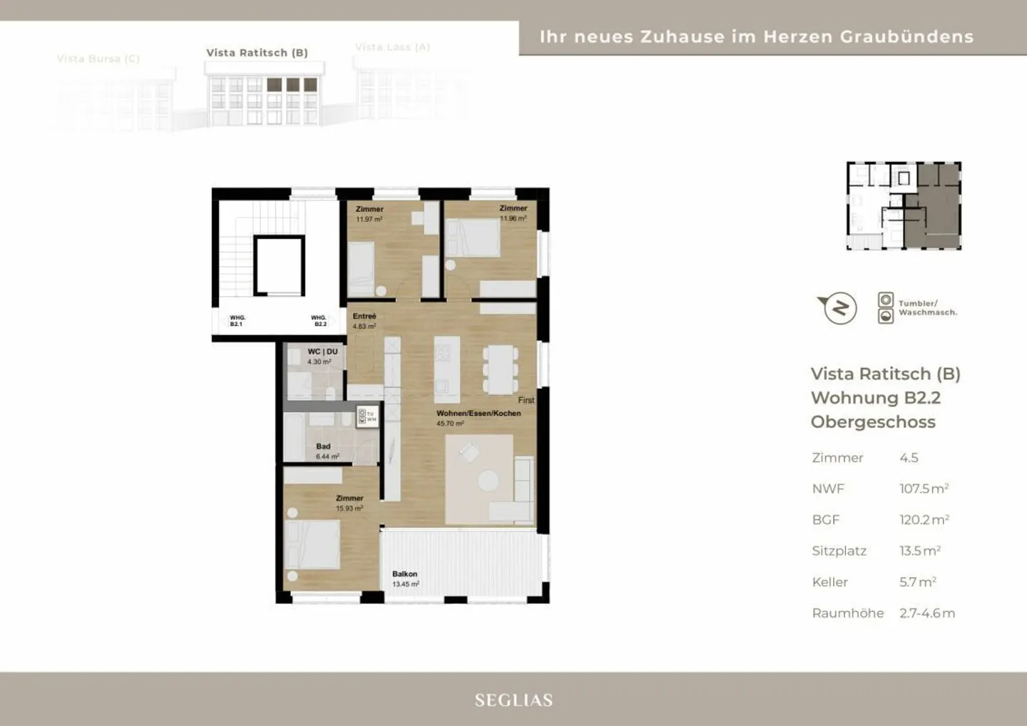 Charmant appartement sous les combles de 4½ pièces à Cunter - Photo 5 sur 6