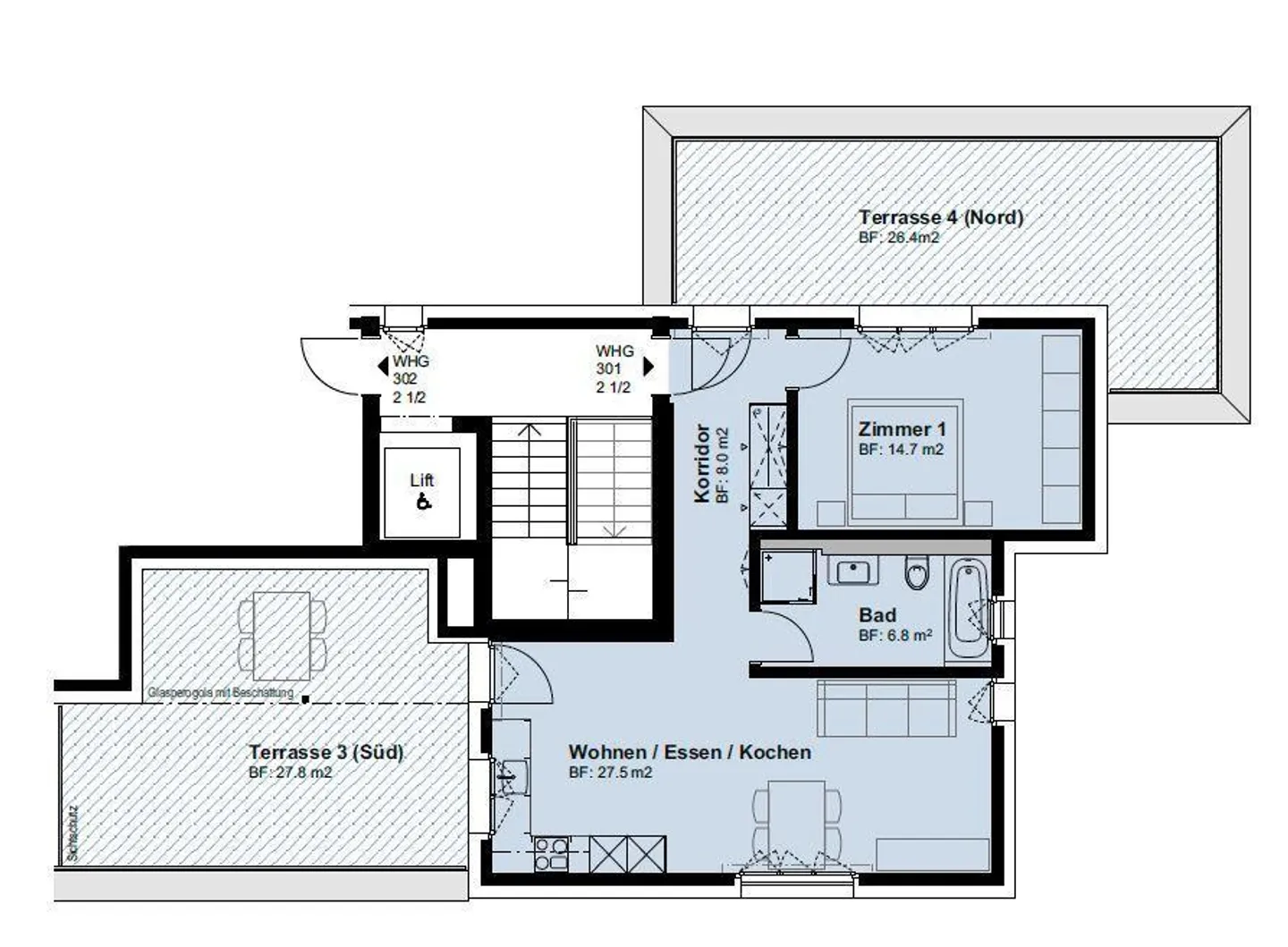 Appartement moderne avec deux grandes terrasses sur le toit - Photo 8 sur 8