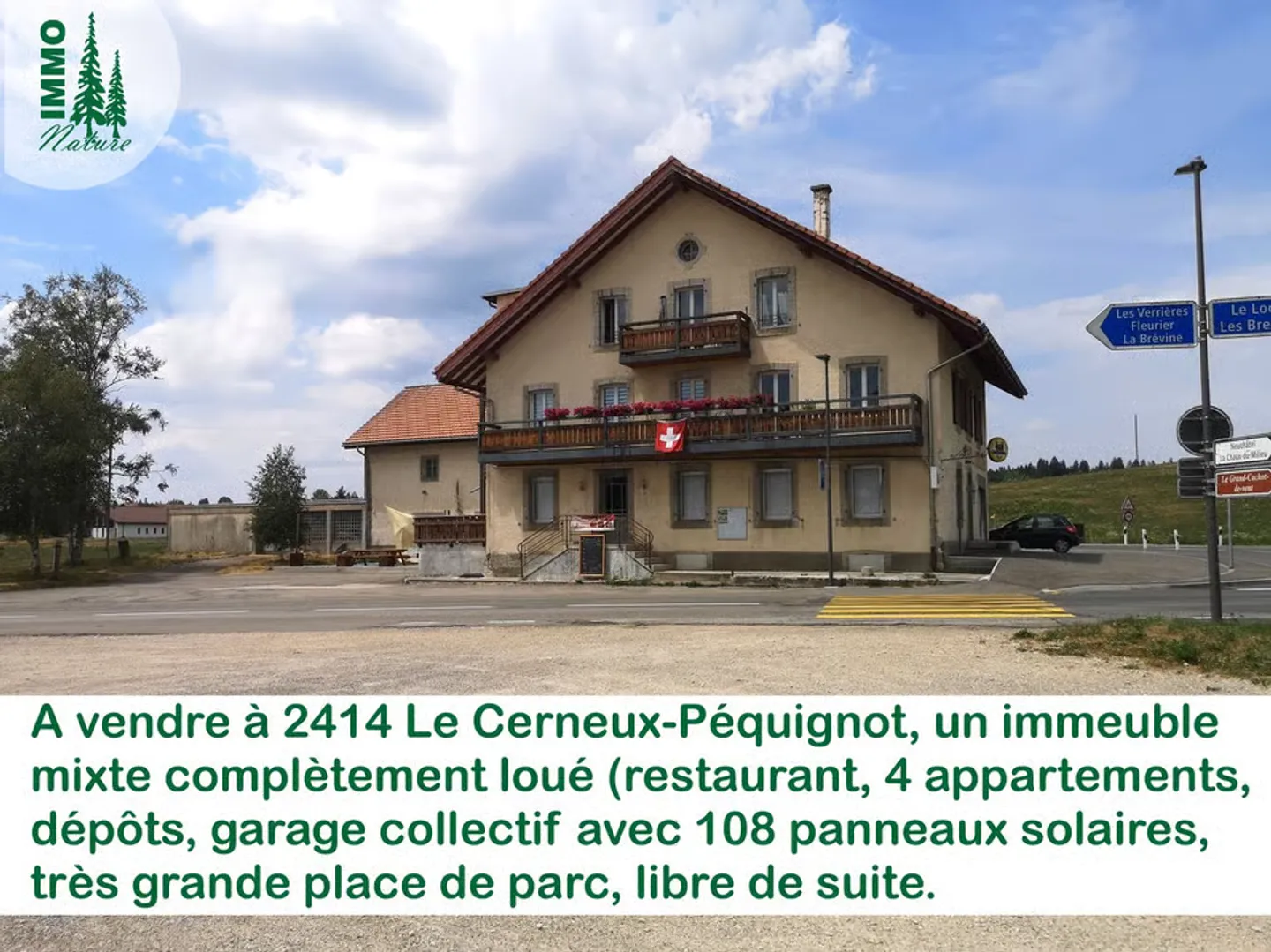Mixed-use building with restaurant, 4 apartments, storage, collective garage, solar panels - Photo 1 of 9