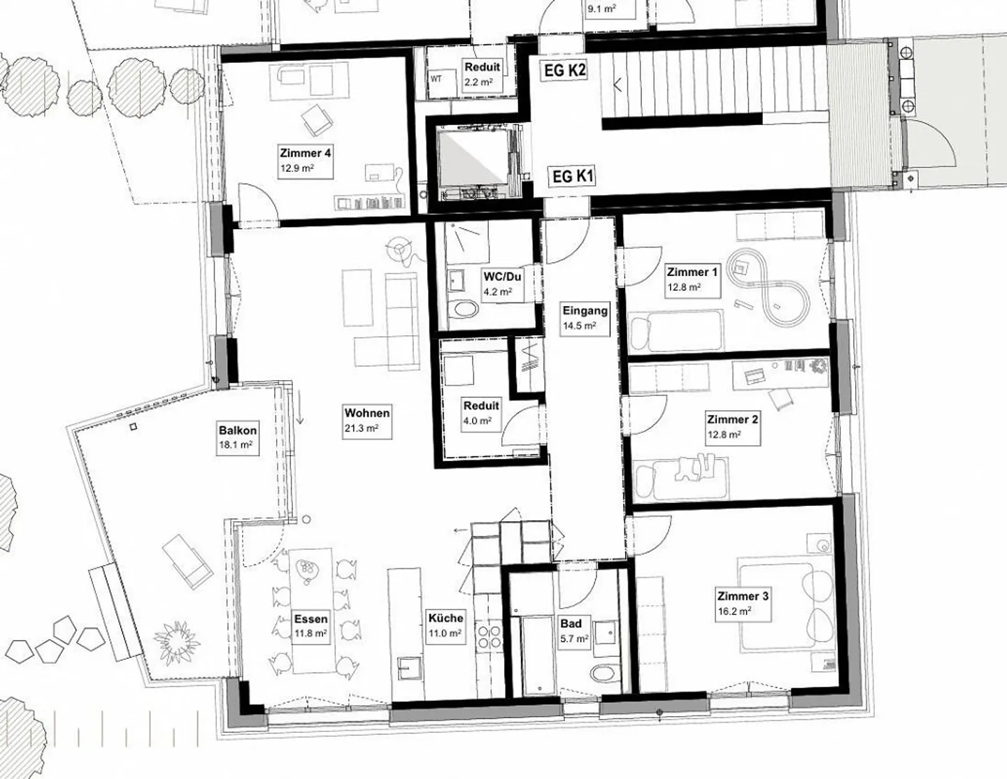 Modern 5.5-room apartment on the ground floor in a quiet neighborhood - Photo 8 of 8