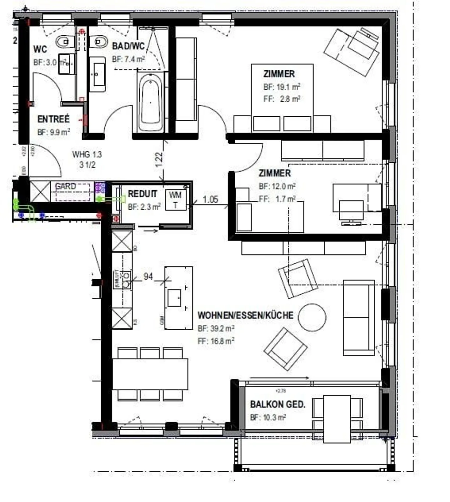 Charmante Wohnung mit grossem Balkon - Foto 6 von 6