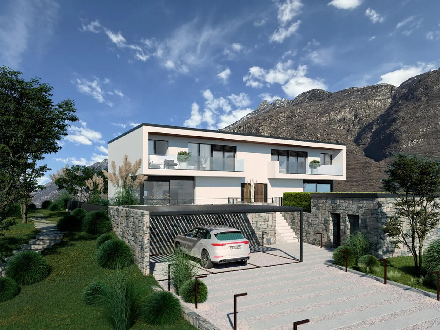 GRUNDSTÜCK MIT GENEHMIGTEM PROJEKT FÜR ZWEI VILLEN IN BIASCA - Foto 1 von 11