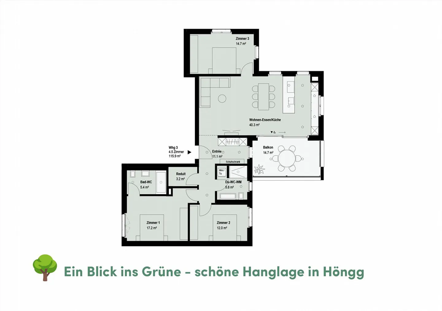 Neubau 4.5 Zimmer Wohnung in Höngg - Foto 1 von 3