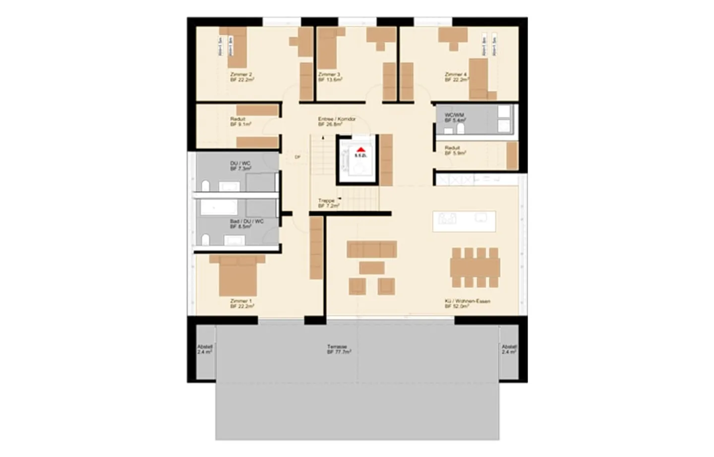 5.5-Room Dream Apartment in the Attic, Huge Terrace, Elevator Access, Wonderful Location (Top A 2.1) - Photo 8 of 8