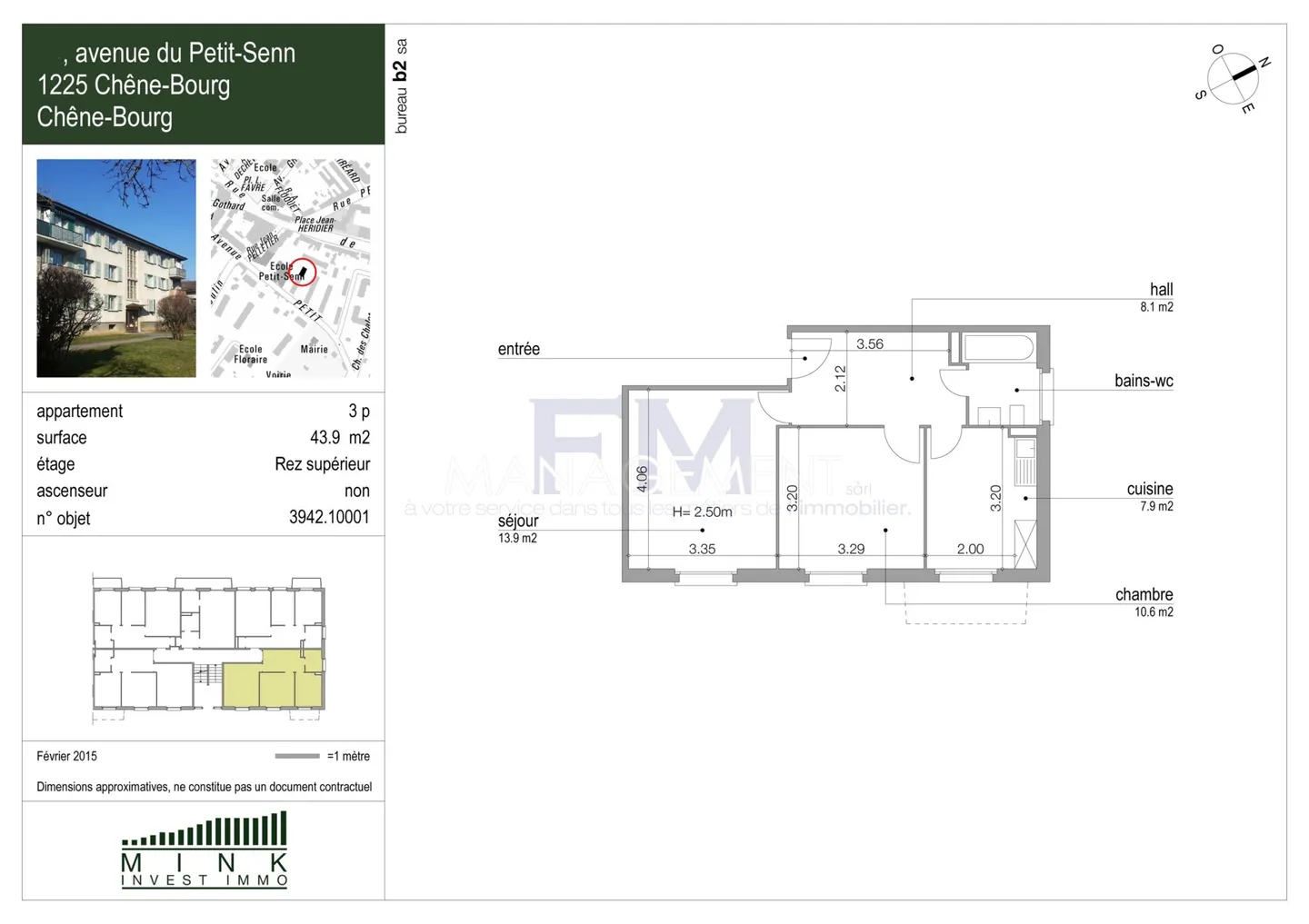 Chêne-Bourg, Av. Petit-Senn, 3 Zimmer ca. 44 m2 im Erdgeschoss - Foto 2 von 2