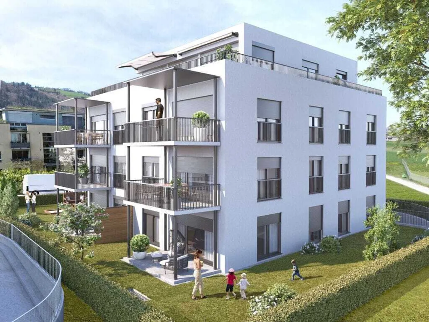 Appartement de jardin 3,5 pièces avec patio à Münsingen à vendre - Photo 1 sur 8