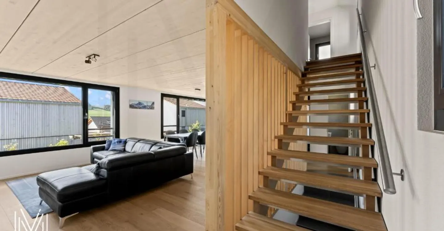 MAGNIFICENT CONTEMPORARY INDIVIDUAL HOUSE OF 5.5 ROOMS - Wooden architecture, modern comfort and quality of life between Fribourg and Bulle - Photo 8 of 12