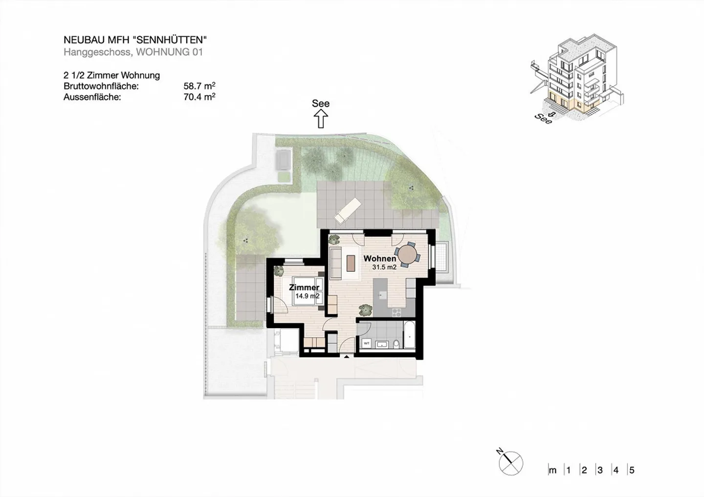 Nuova costruzione: Appartamento giardino moderno di 2,5 stanze - Foto 4 di 4