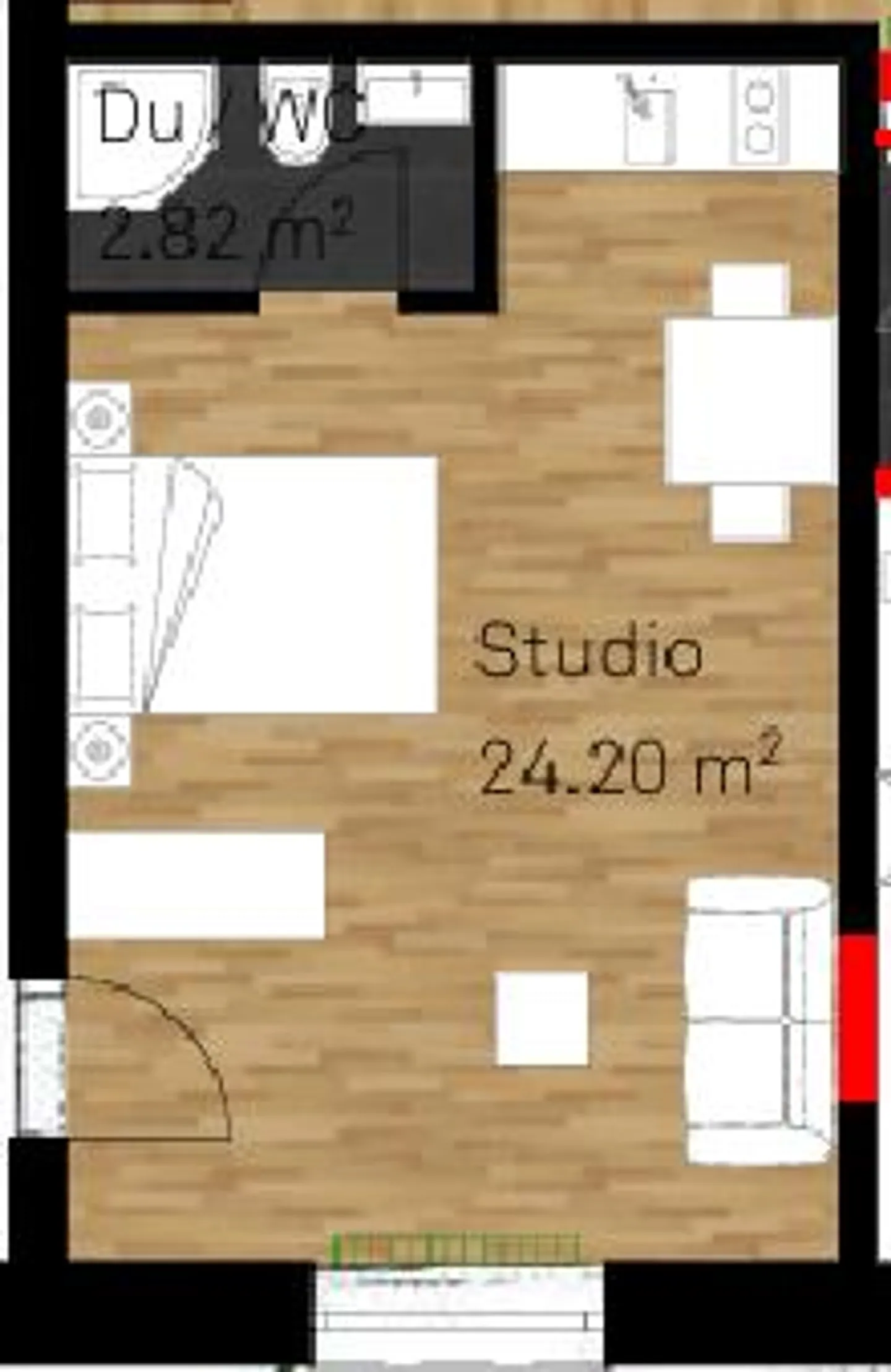 Au milieu au lieu d'être juste là - Appartement 1 pièce dans un emplacement central - Photo 2 sur 3