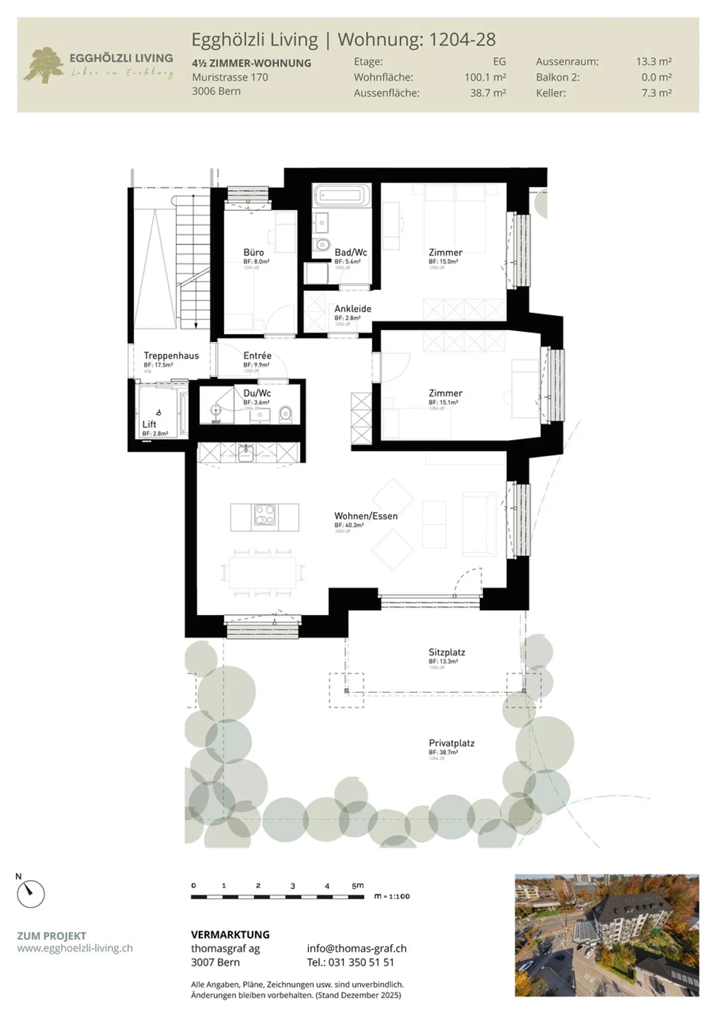 Appartement de jardin entièrement rénové à 3006 Berne - Photo 6 sur 8