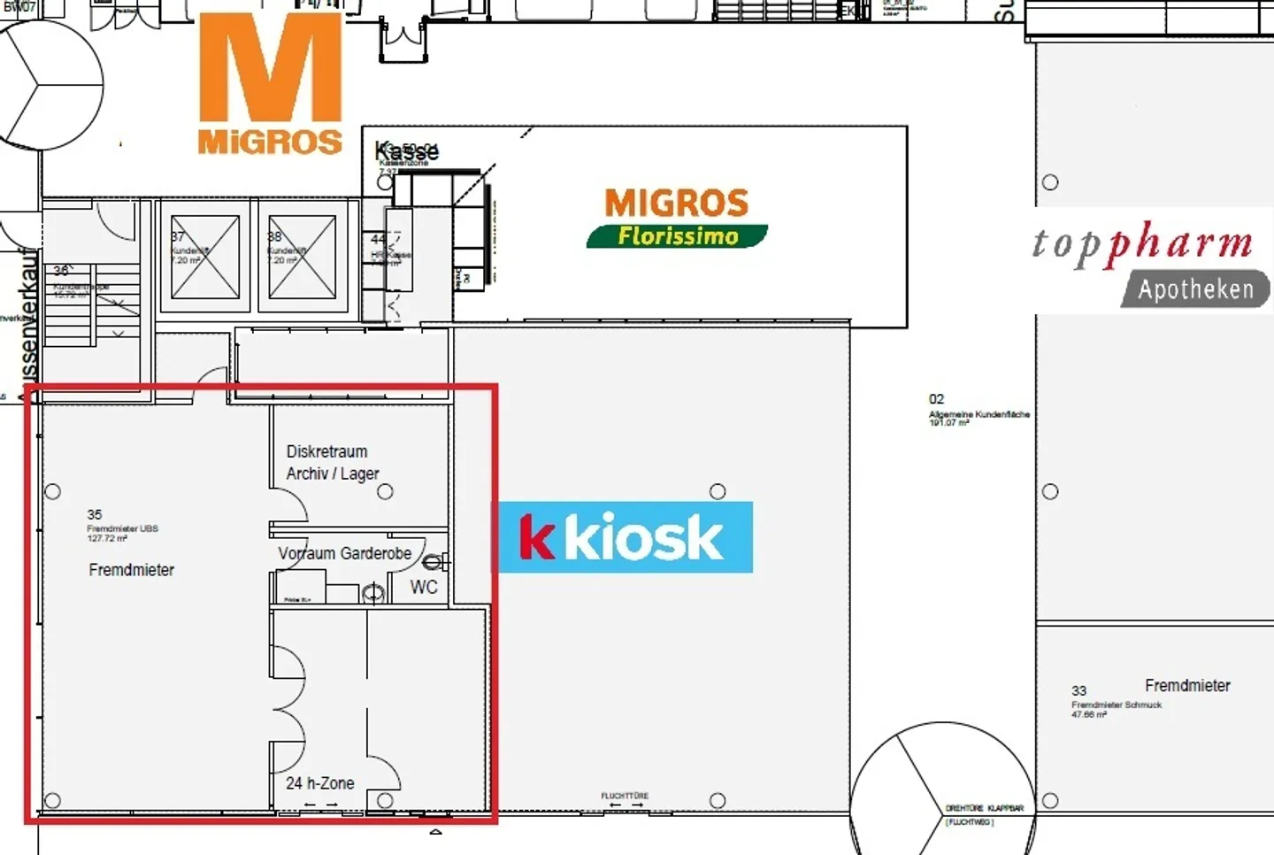 Espace de vente d'environ 125m² dans le centre commercial - Migros Gelterkinden - Photo 8 sur 8