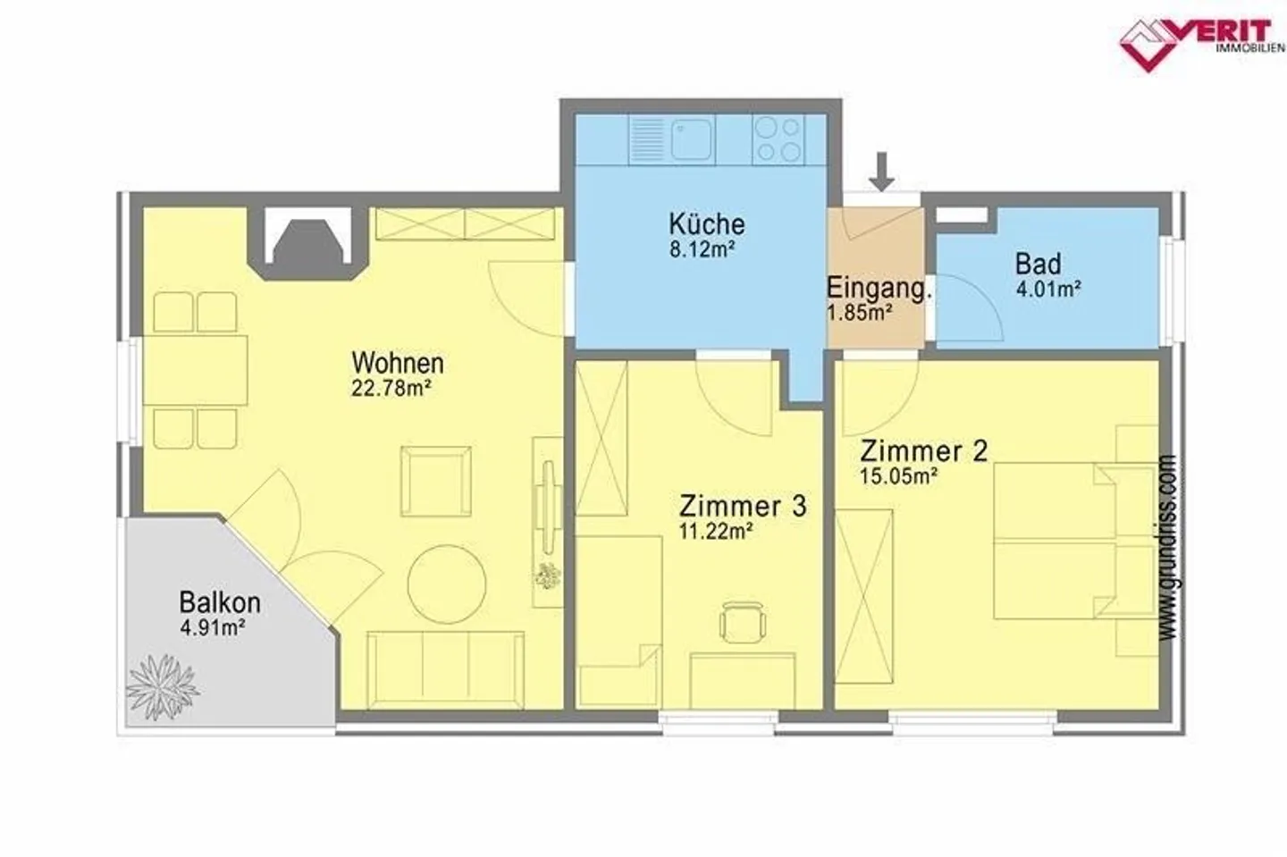 Schöne 3.5 Zimmer-Wohnung zu vermieten - Foto 7 von 7