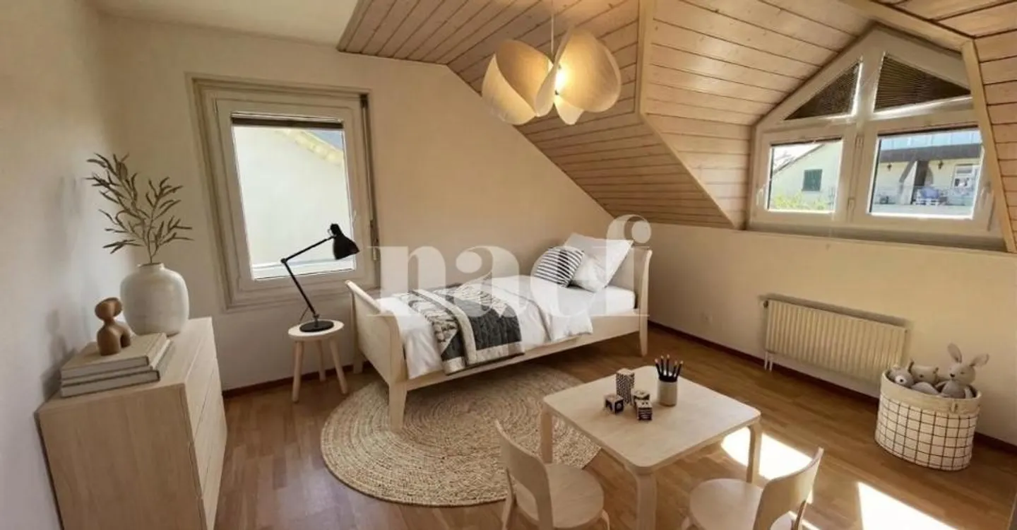 Nel centro del villaggio - Bellissimo appartamento di 5,5 locali in mansarda con camino e grande balcone - Foto 6 di 8