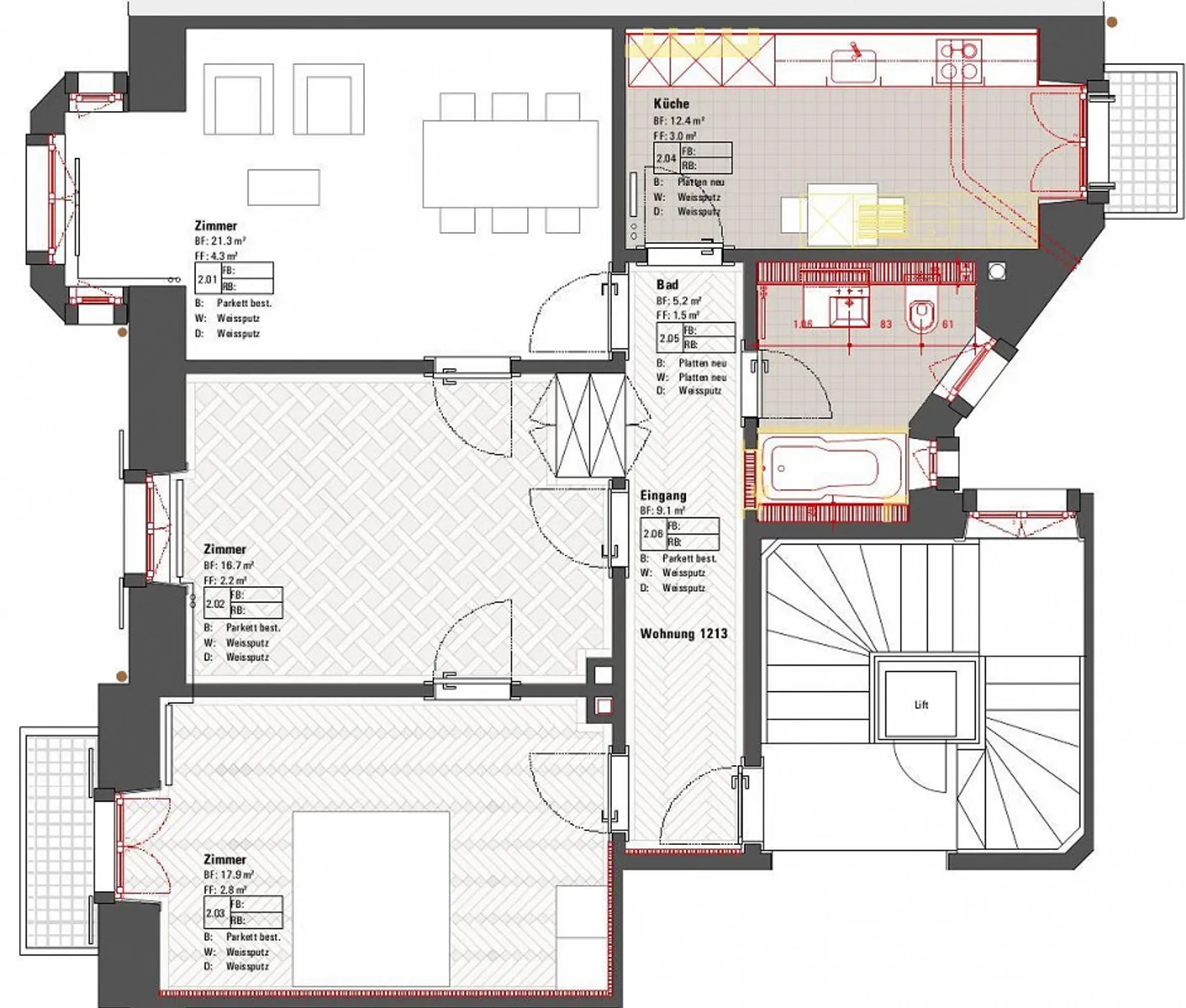 Sanierte Wohnung mit Balkonen - Foto 7 von 7