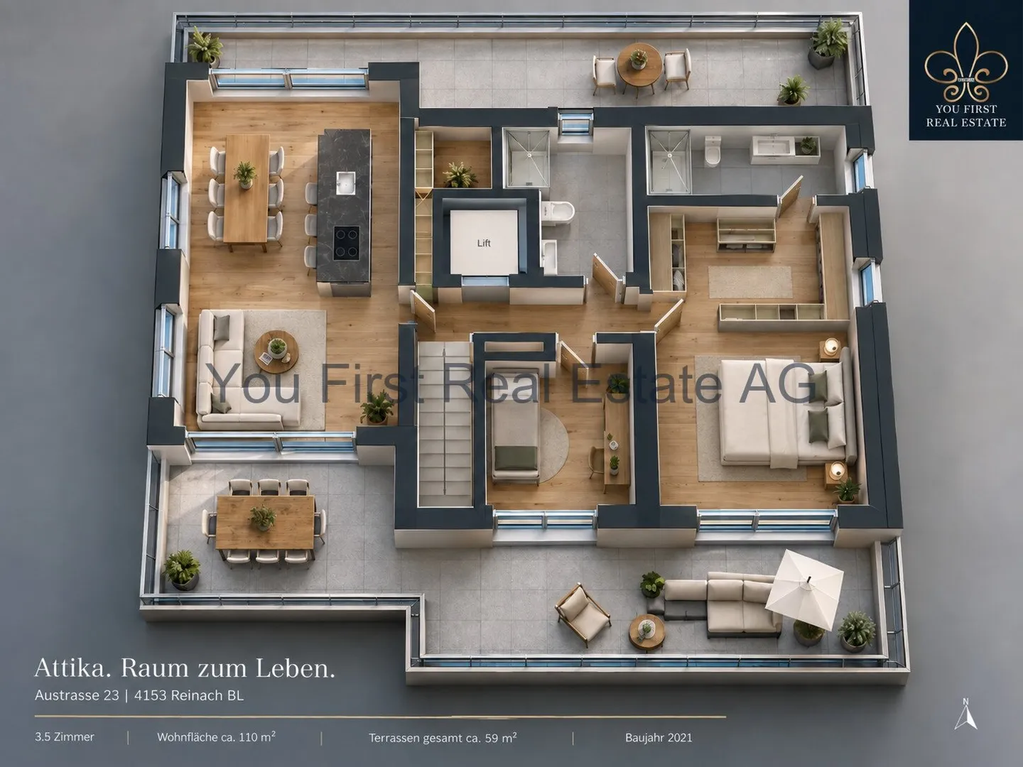 Moderne Attikawohnung in Reinach - Foto 8 von 11