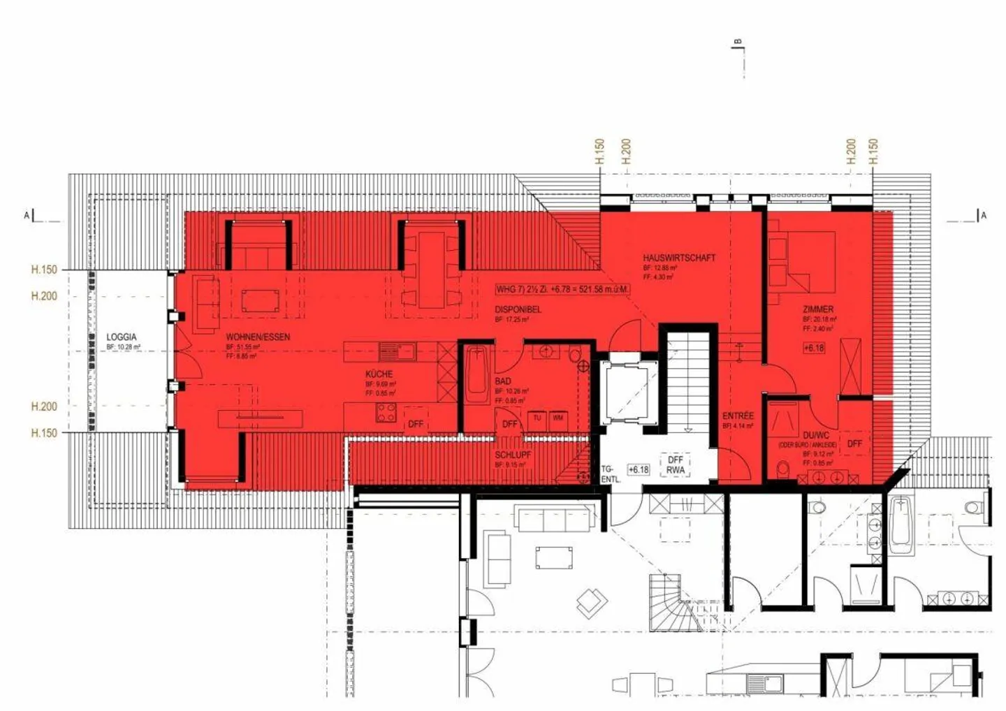 Nuova costruzione: appartamento loft di 2,5 locali (attico, n. 7) nel rurale Liebensberg (comune di Wiesendangen) - Foto 7 di 7