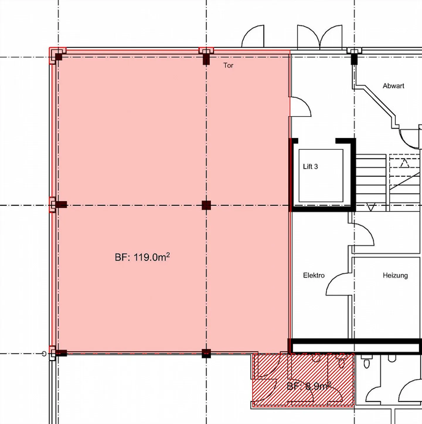 Gewerbe- und Lagerraum im Erdgeschoss, 119 m2 mit Falttor - Foto 4 von 4