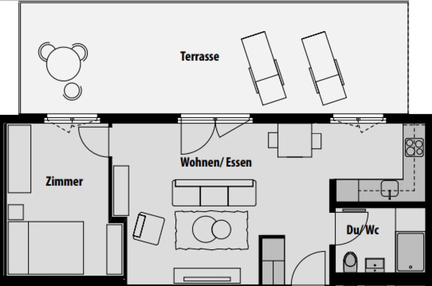Appartement moderne 2.5 pièces avec grande terrasse - Photo 6 sur 6