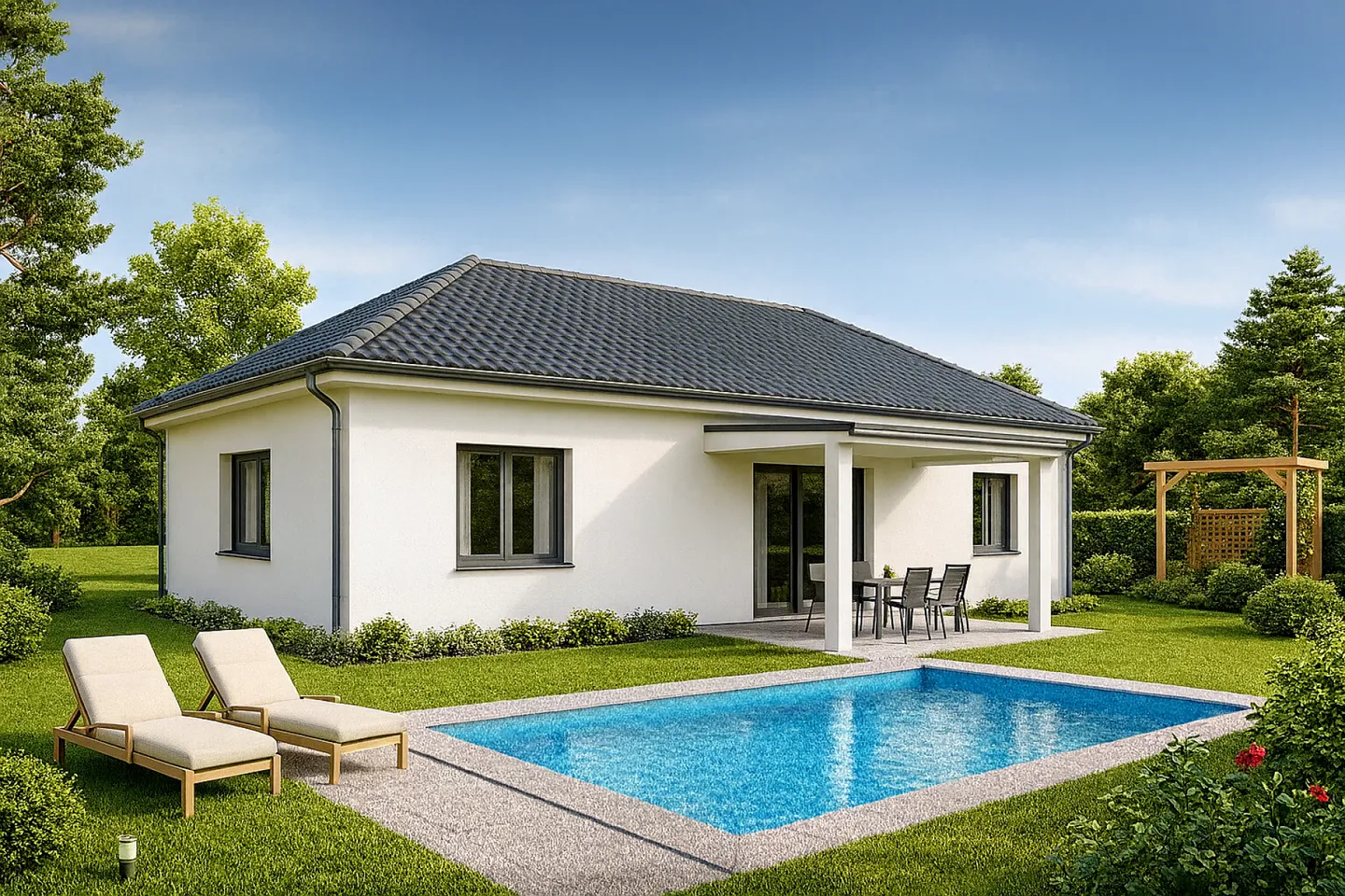 Neubau im Bungalow-Stil, wohnen auf einer Etage! - Foto 1 von 1