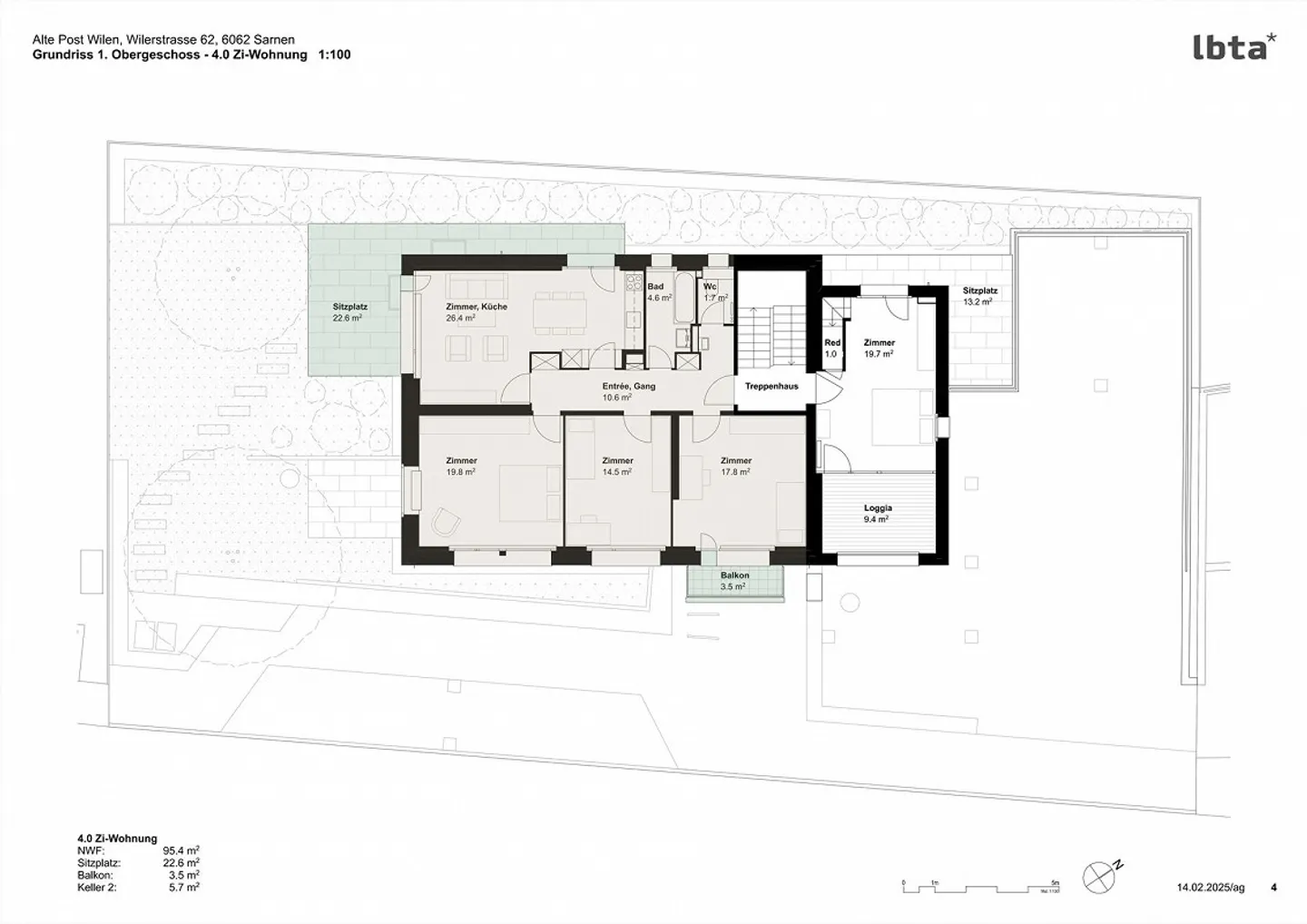 Appartement 4.5 pièces avec deux espaces extérieurs à Wilen/Sarnen - Photo 2 sur 2