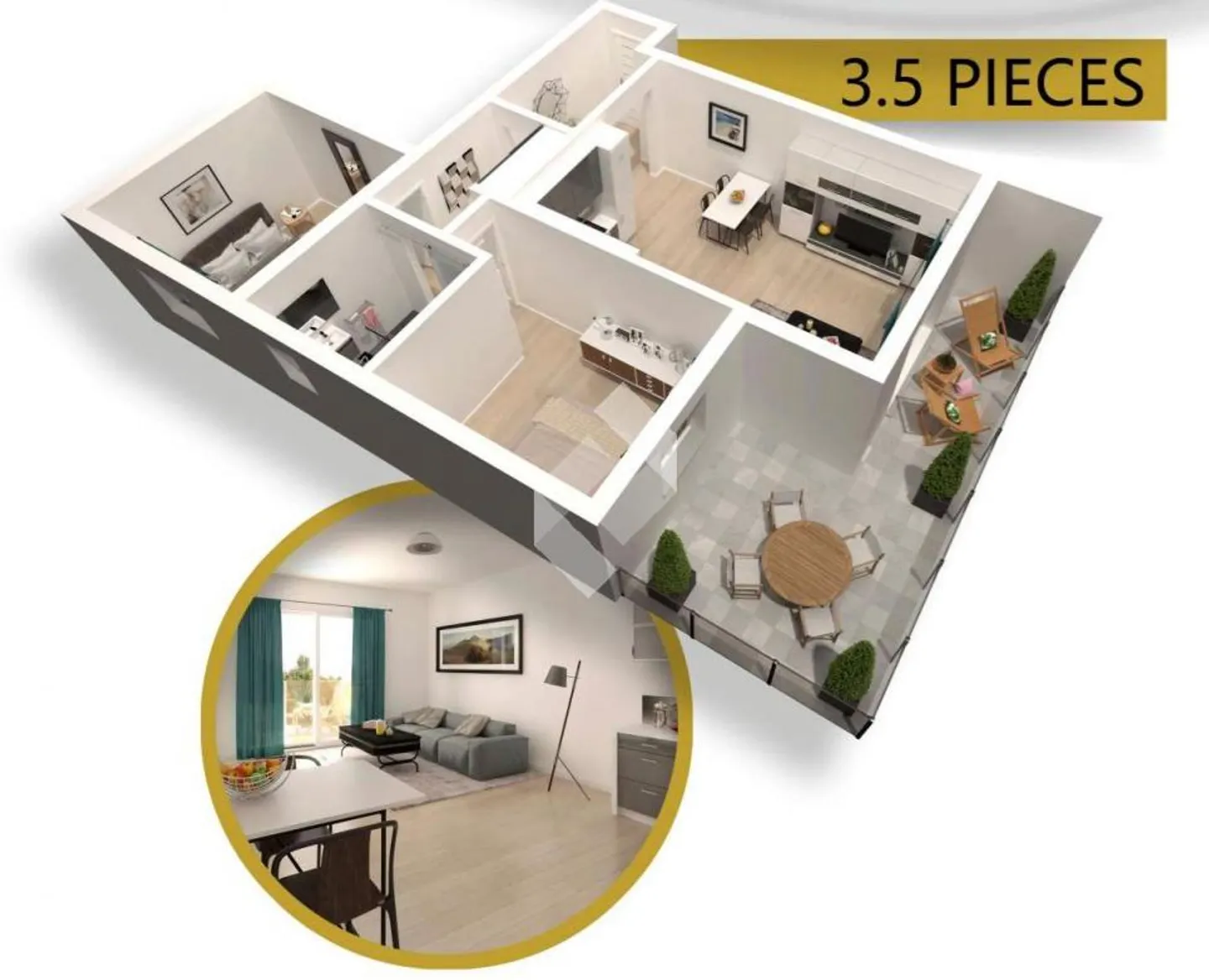 REZ, top ensoleillement, 3.5 pièces ! - Photo 3 sur 9