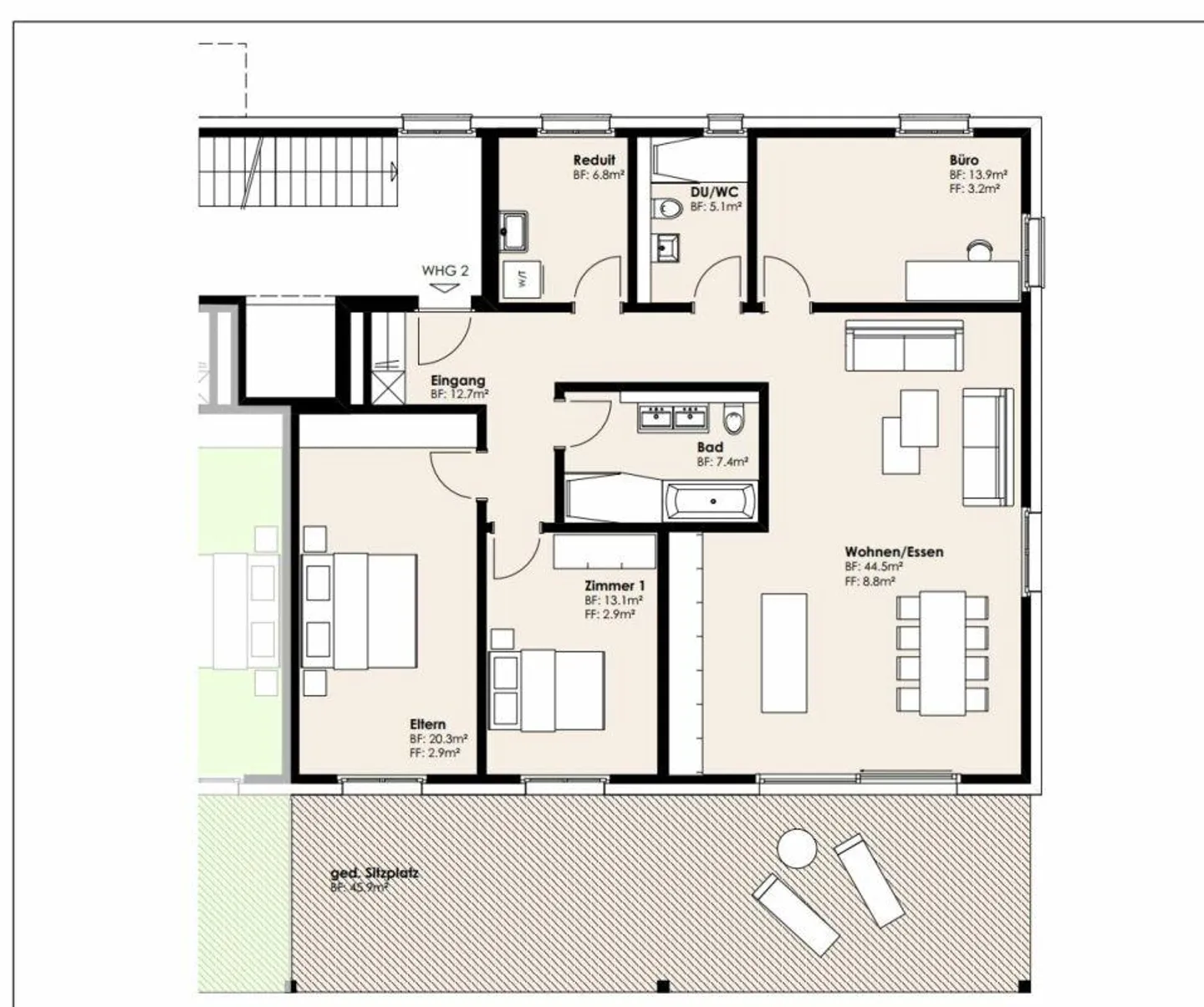 4.5-Room Ground Floor Apartment with Idyllic View into the Green - Photo 10 of 10