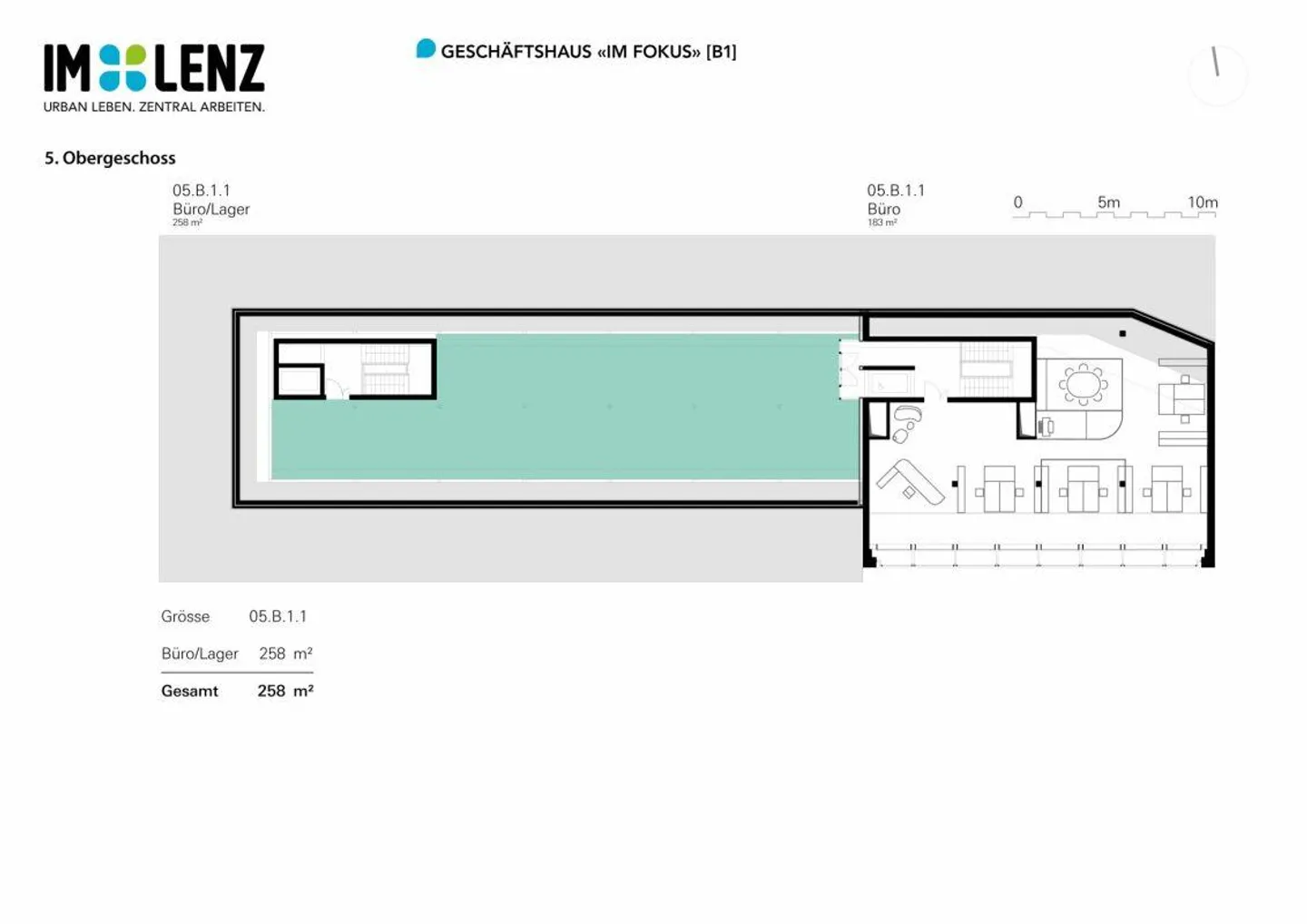 Büro- und Lagerräume «Im Fokus» auf 258 m² / 5. Obergeschoss - Foto 9 von 11
