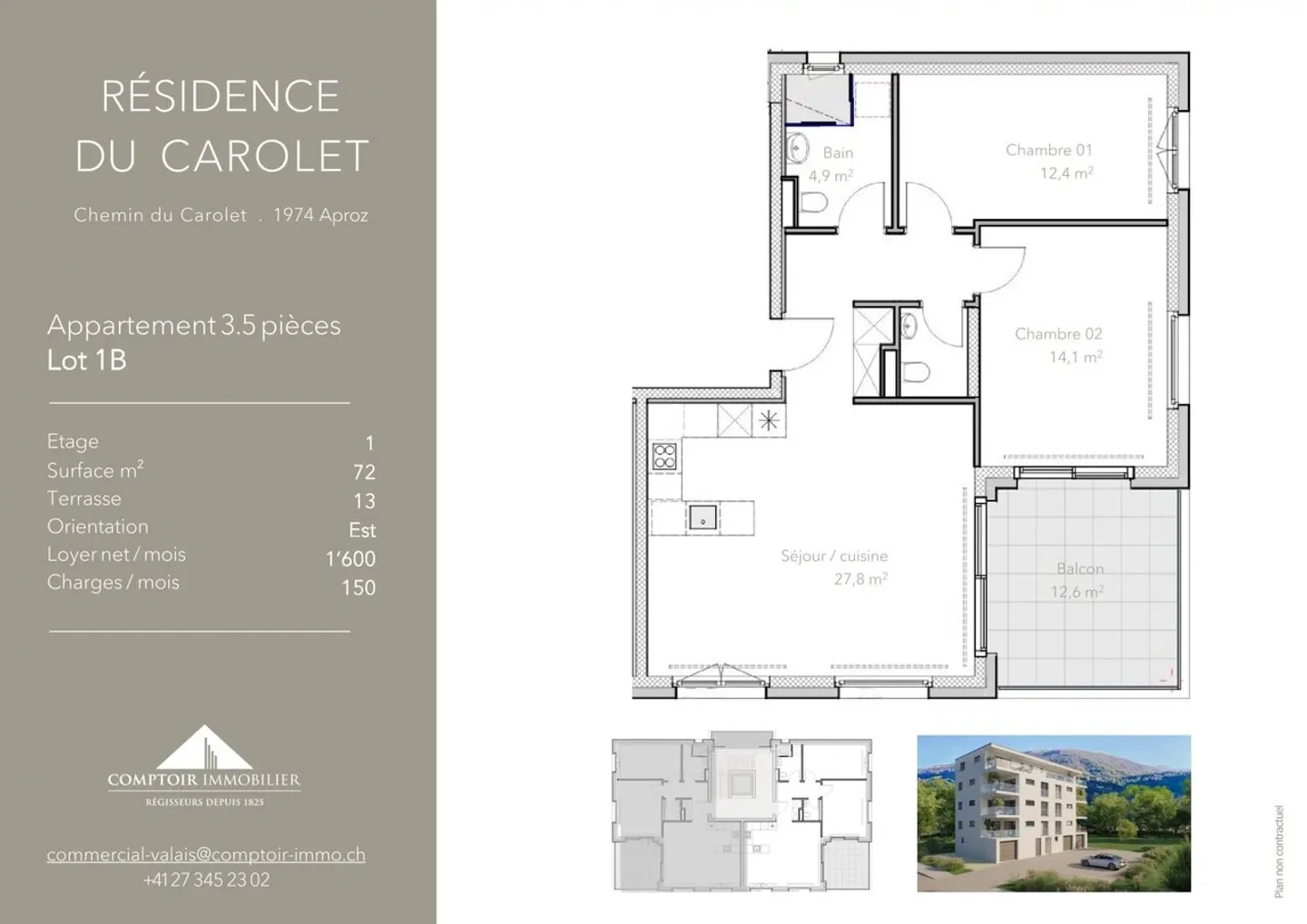 Belle appartement de 3,5 pièces avec terrasse de 13 m² dans un nouveau petit bâtiment à Aproz - Photo 6 sur 7