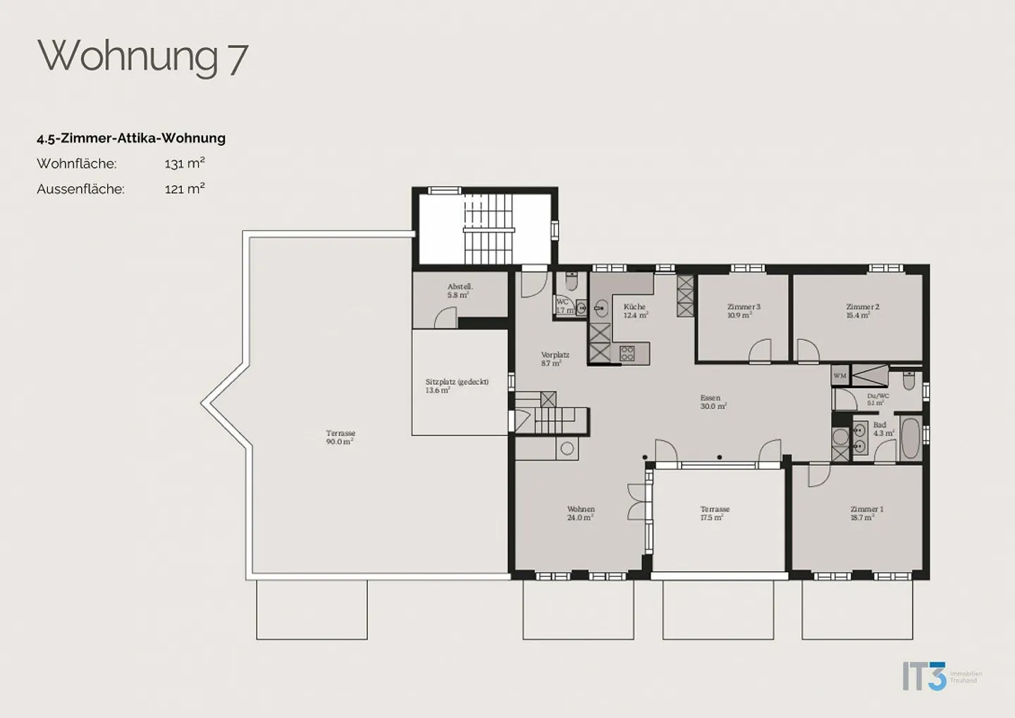 Geräumige Attika-Wohnung in Oberrohrdorf - Foto 9 von 9