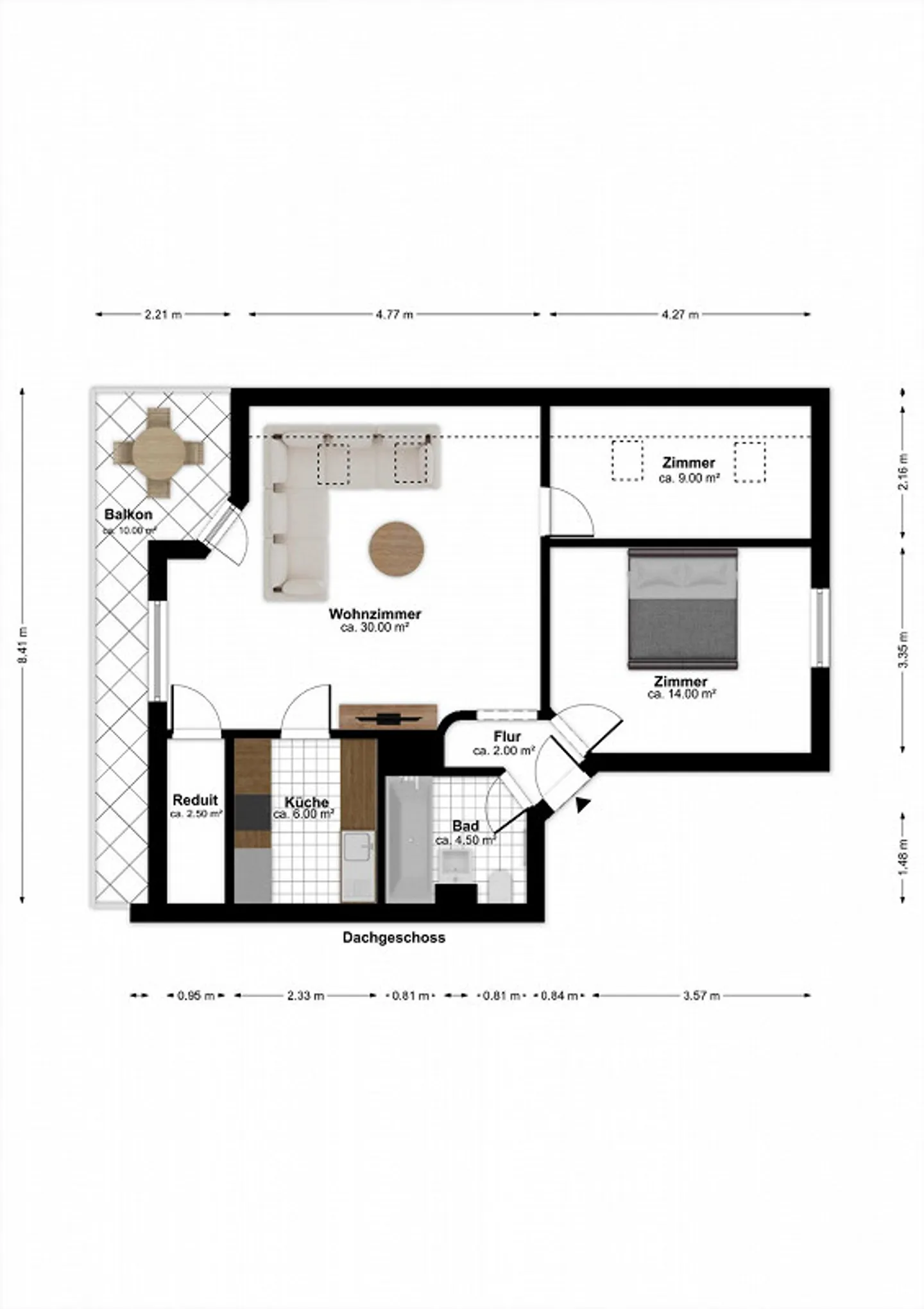 Cozy 3.5-room attic apartment with large plot and balcony - Photo 10 of 10