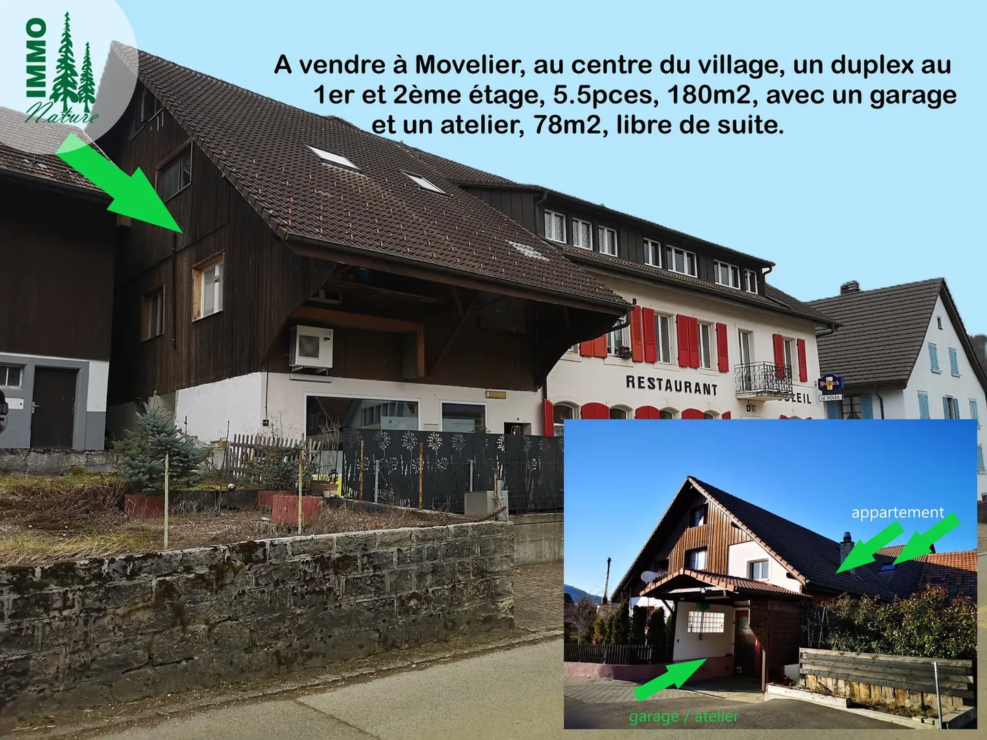 Baisse de prix : grand duplex au centre du village avec garage et atelier, libre de suite - Foto 1 von 30