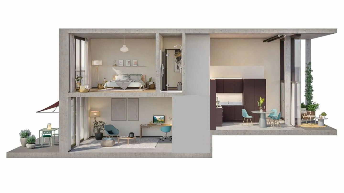 MEINEN-Areal: Appartamento duplex elegante di 2,5 stanze incluso studio privato - Foto 3 di 5