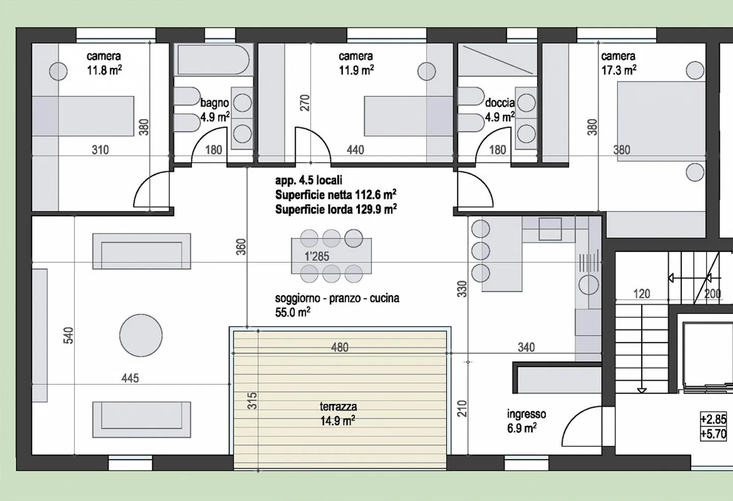 New spacious apartment with covered terrace in the attic - Photo 10 of 18