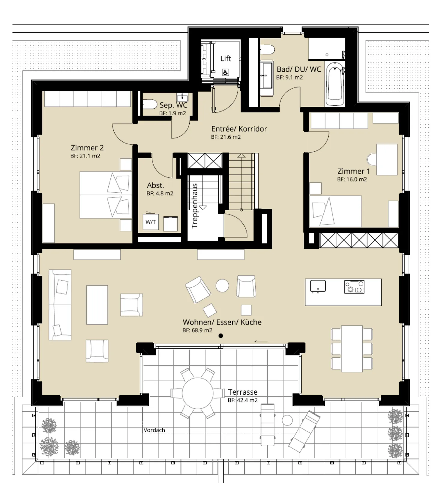 Large 3.5-room penthouse apartment in new building with lake view - Photo 10 of 10