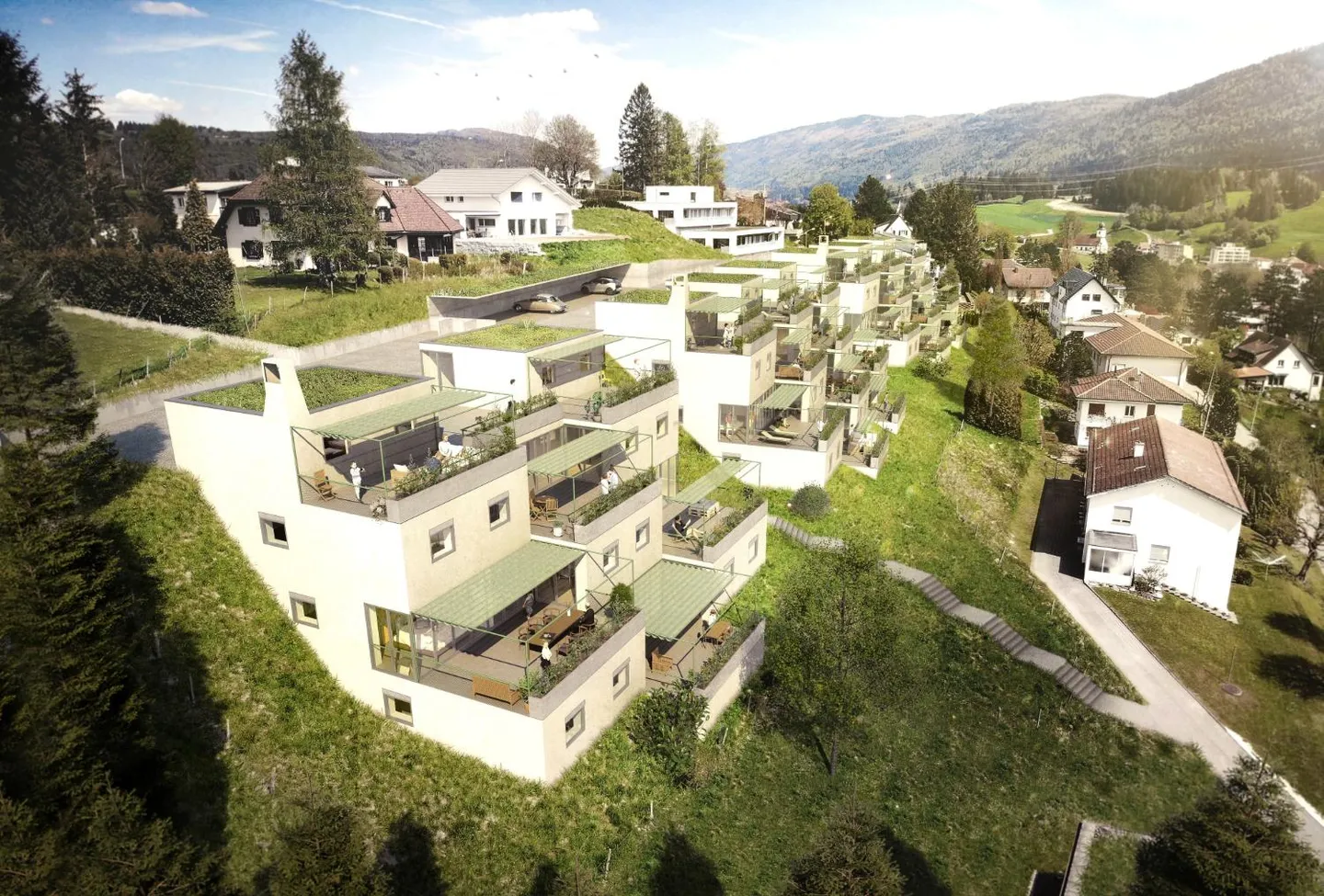 UNUSUEL - Magnifiques nouveaux appartements/villas avec terrasse de 5,5, 4,5, 3,5 et 2,5 pièces et garage - Photo 2 sur 21