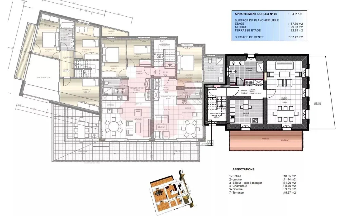 Dachgeschoss-Duplex 4.5 Zimmer Zentrum Leytron - Foto 5 von 7