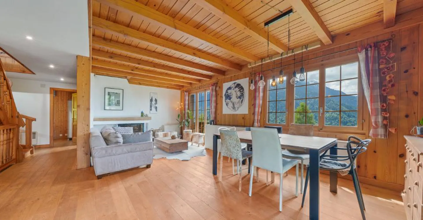 In der Nähe von Gryon - Außergewöhnliches Panorama auf den Muveran und die Dents-du-Midi Geräumiges Chalet ohne Lärm mit 2,5 unabhängigen Zimmern - Foto 3 von 13