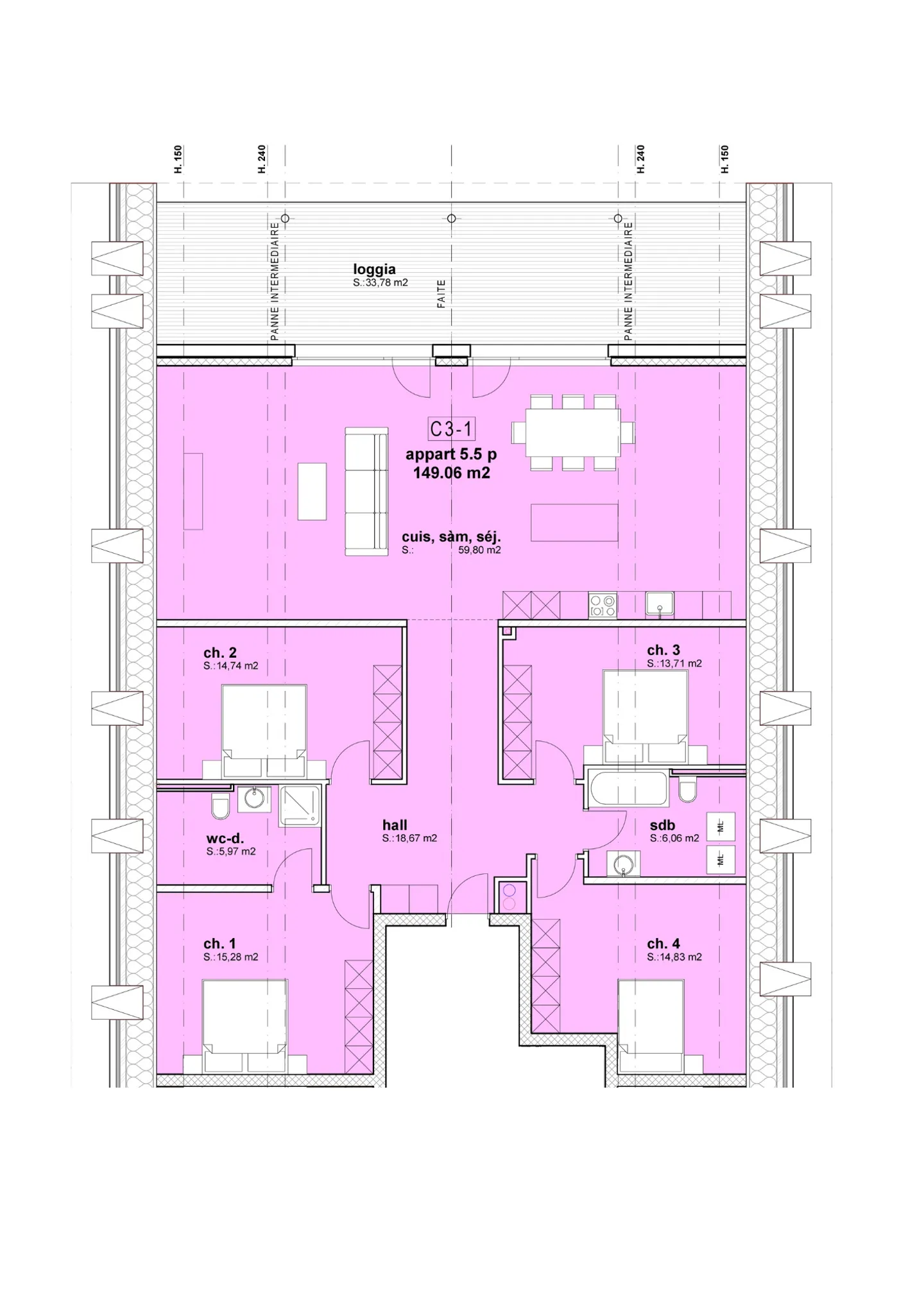 2 LETZTE DACHGESCHOSS-WOHNUNGEN 5,5 ZIMMER - Foto 5 von 5