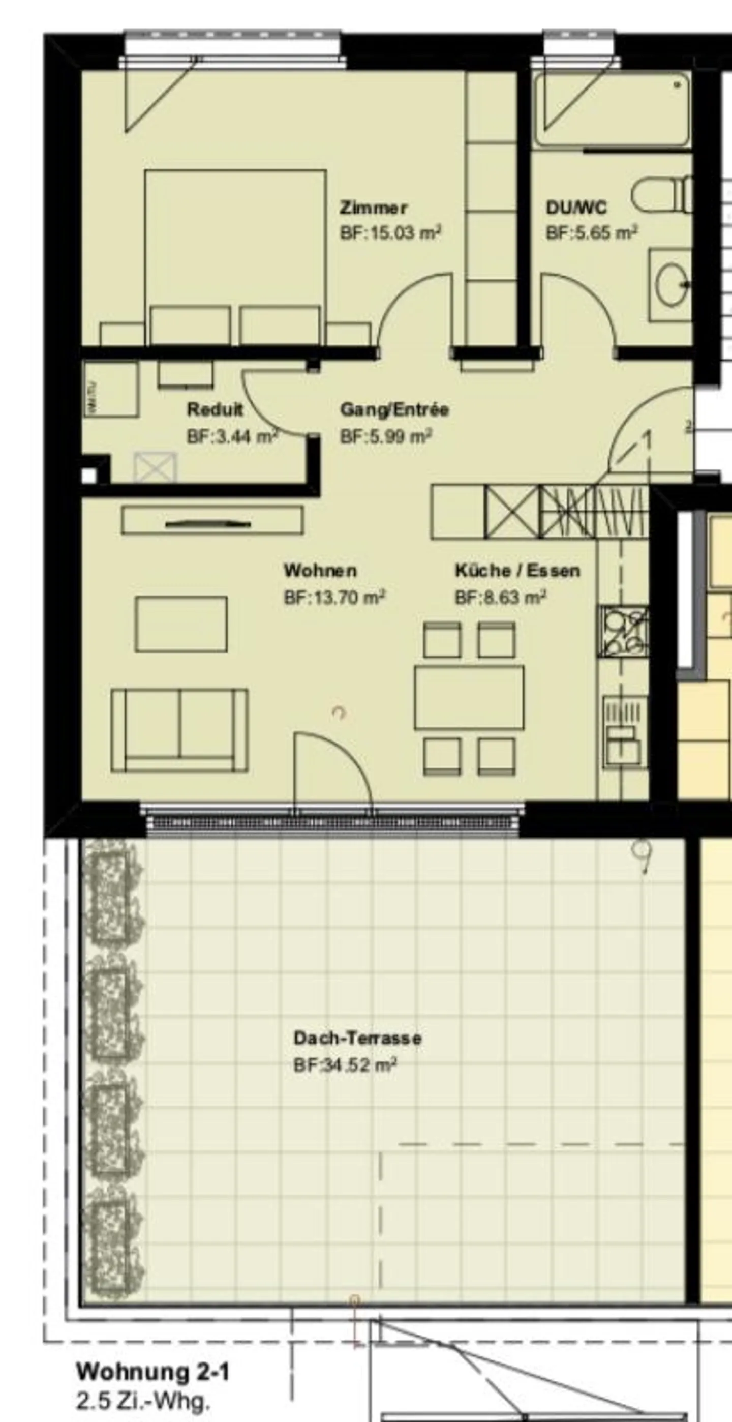 Kölliken / magnifique appartement en attique moderne de 2,5 pièces A 2.1 - Photo 14 sur 14
