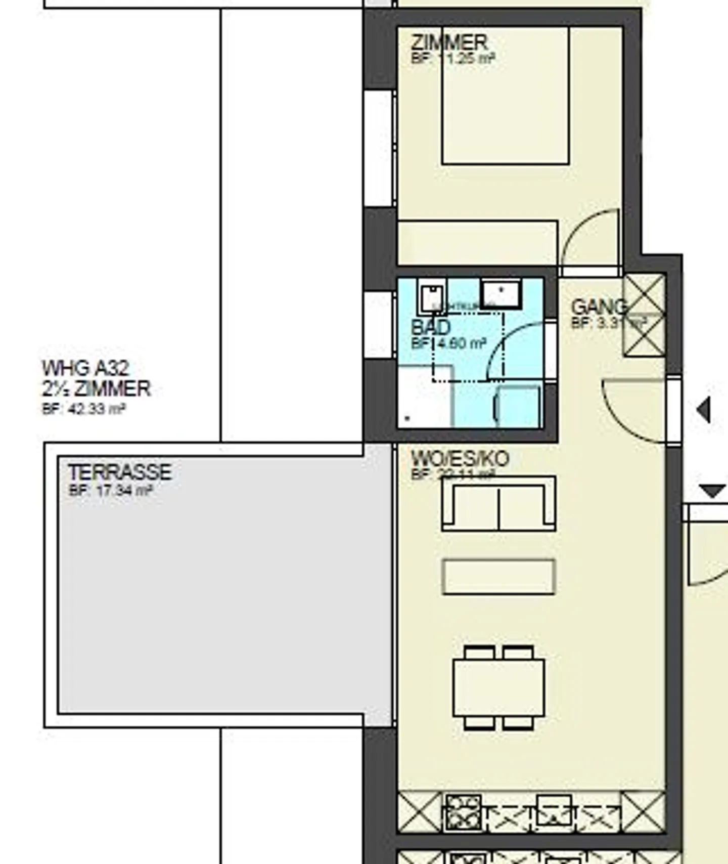 Modern 2.5 room apartment for rent with a view of the mountains - Photo 7 of 7