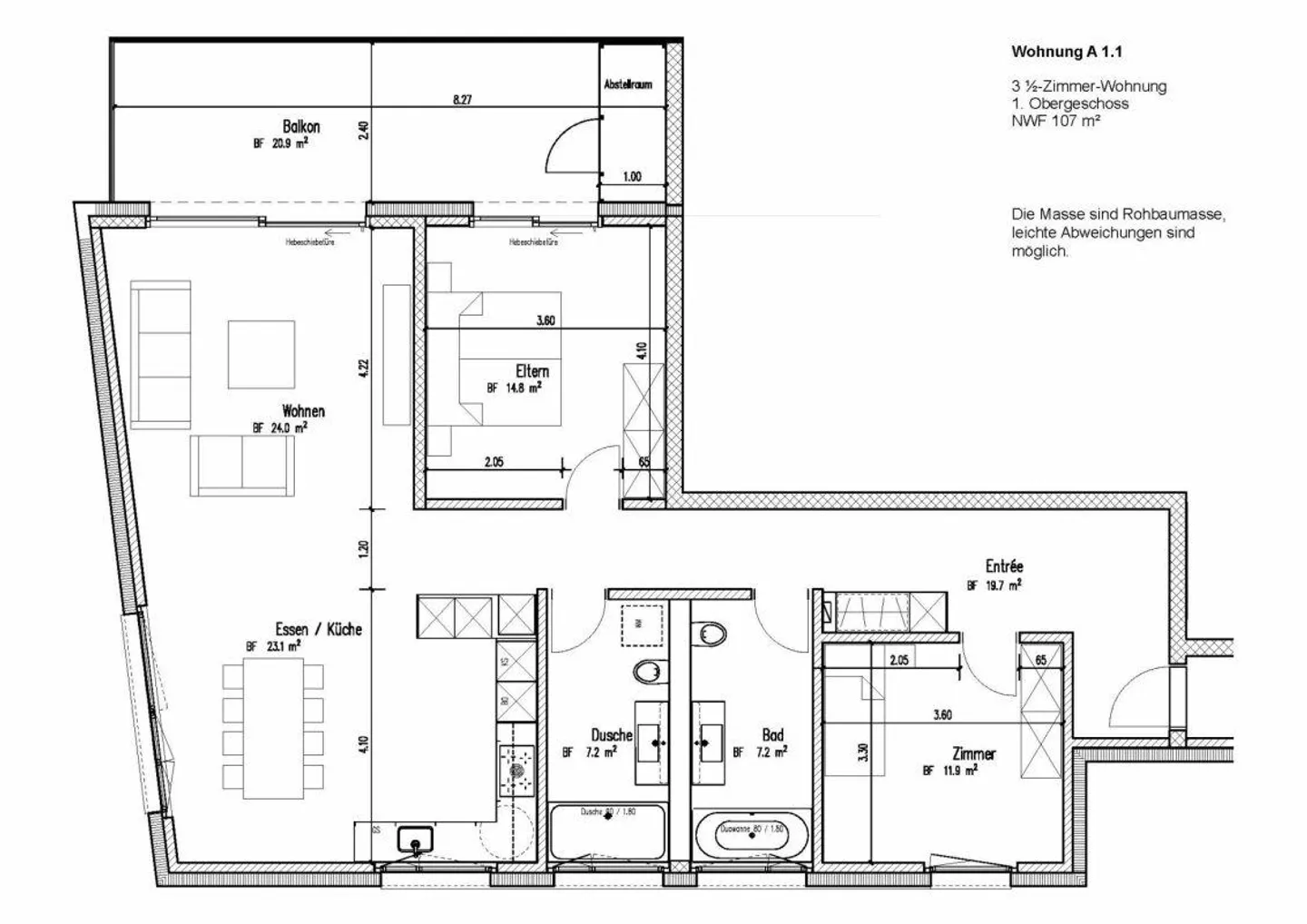 Appartement spacieux de 3 ½ pièces au 1er étage - Photo 9 sur 9