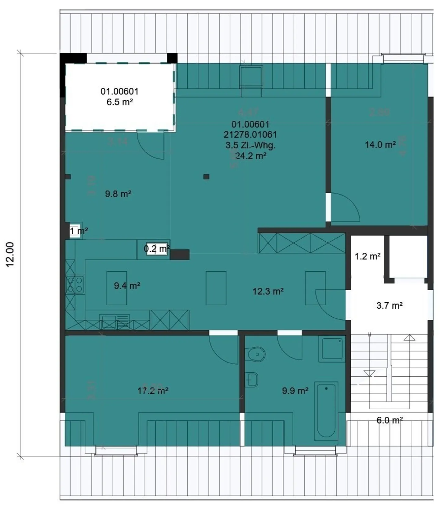 Appartamento 3.5 stanze vicino alla città di 96 m² al 6° piano - Foto 7 di 7