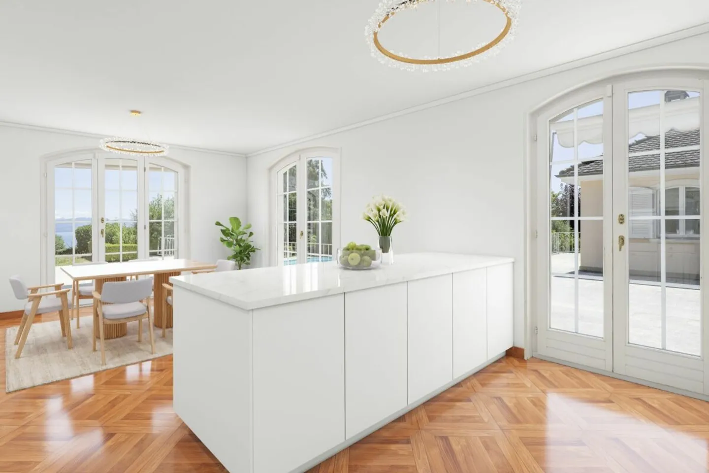 Elegante Villa in Bougy-Villars mit Panoramablick auf den Genfersee und die Alpen - Foto 3 von 12