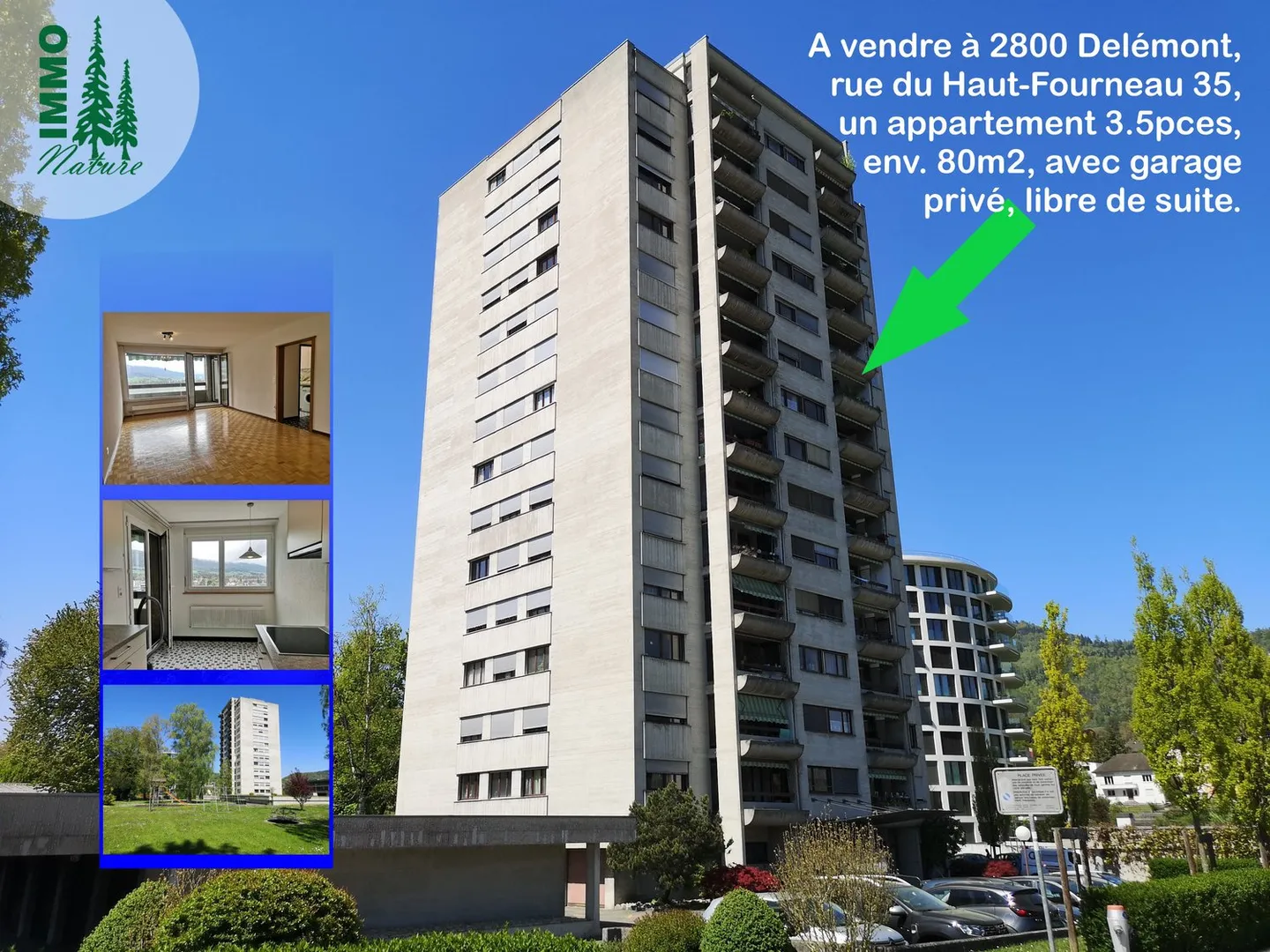 A vendre à Delémont : appartement 3.5 pièces, avec garage privé, vue sur la ville - Foto 1 von 28